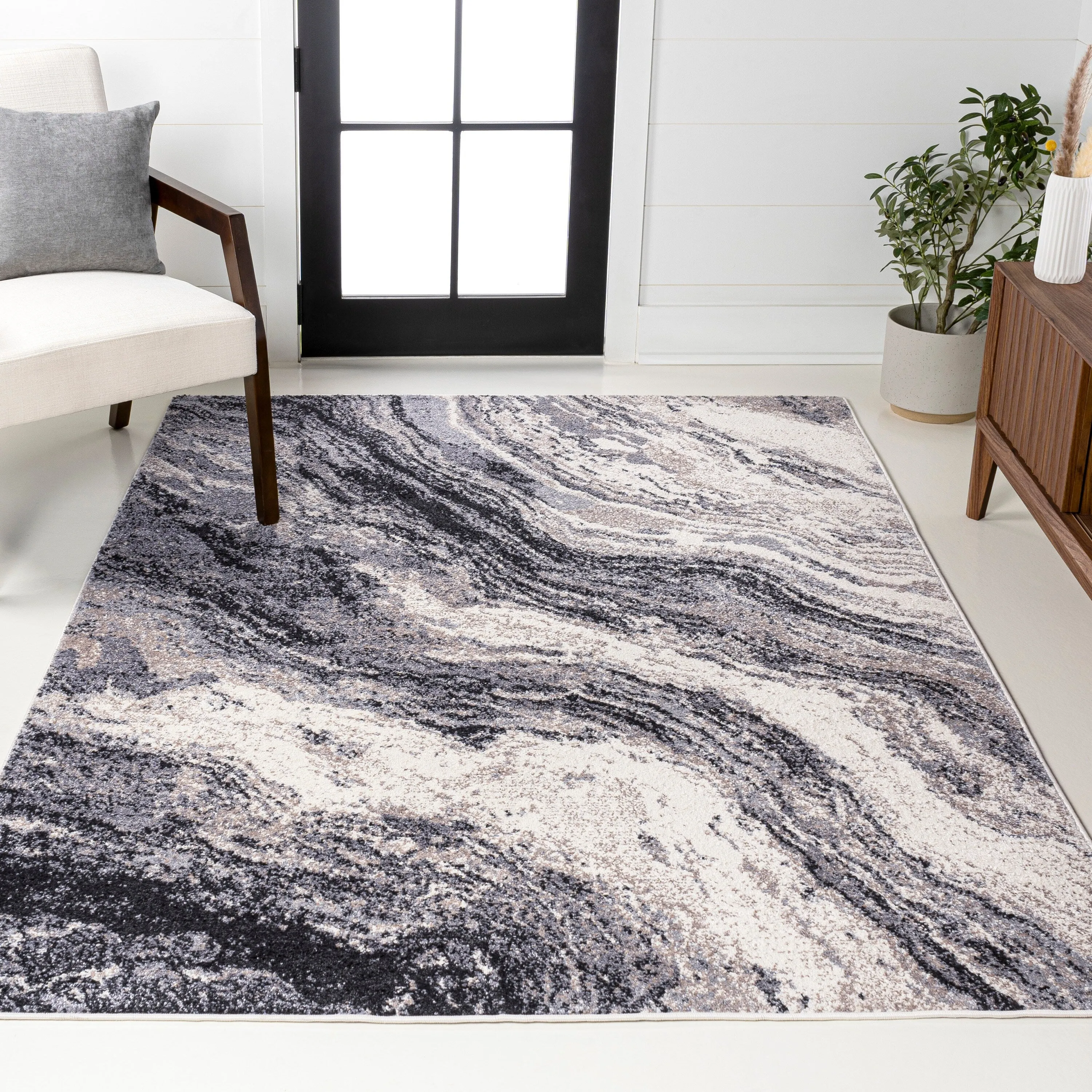 JONATHAN Y Eleni Contemporary Glam Abstract Marble Area Rug