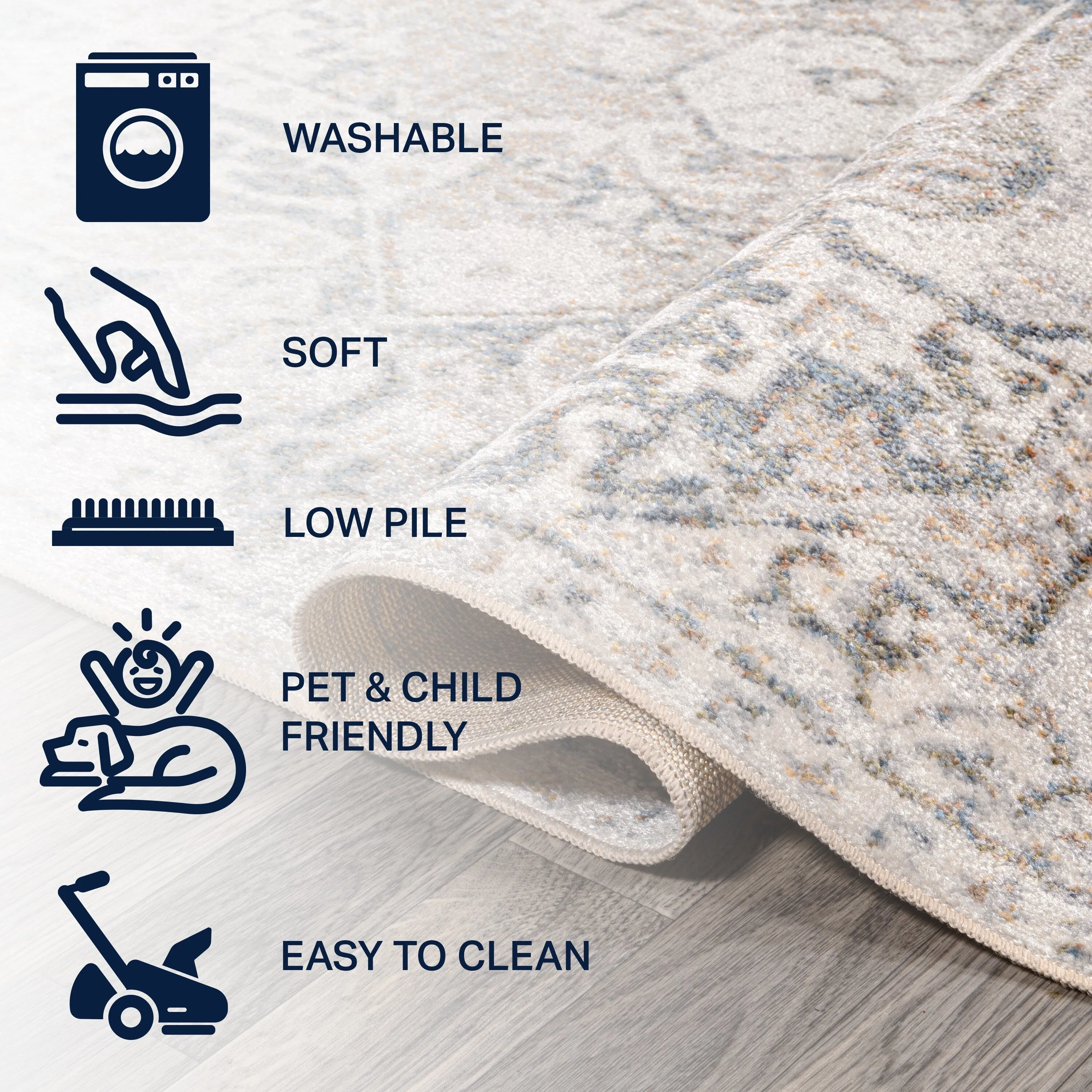 JONATHAn Y Keesha Distressed Medallion Low-Pile Machine-Washable Cream/Light Gray Area Rug