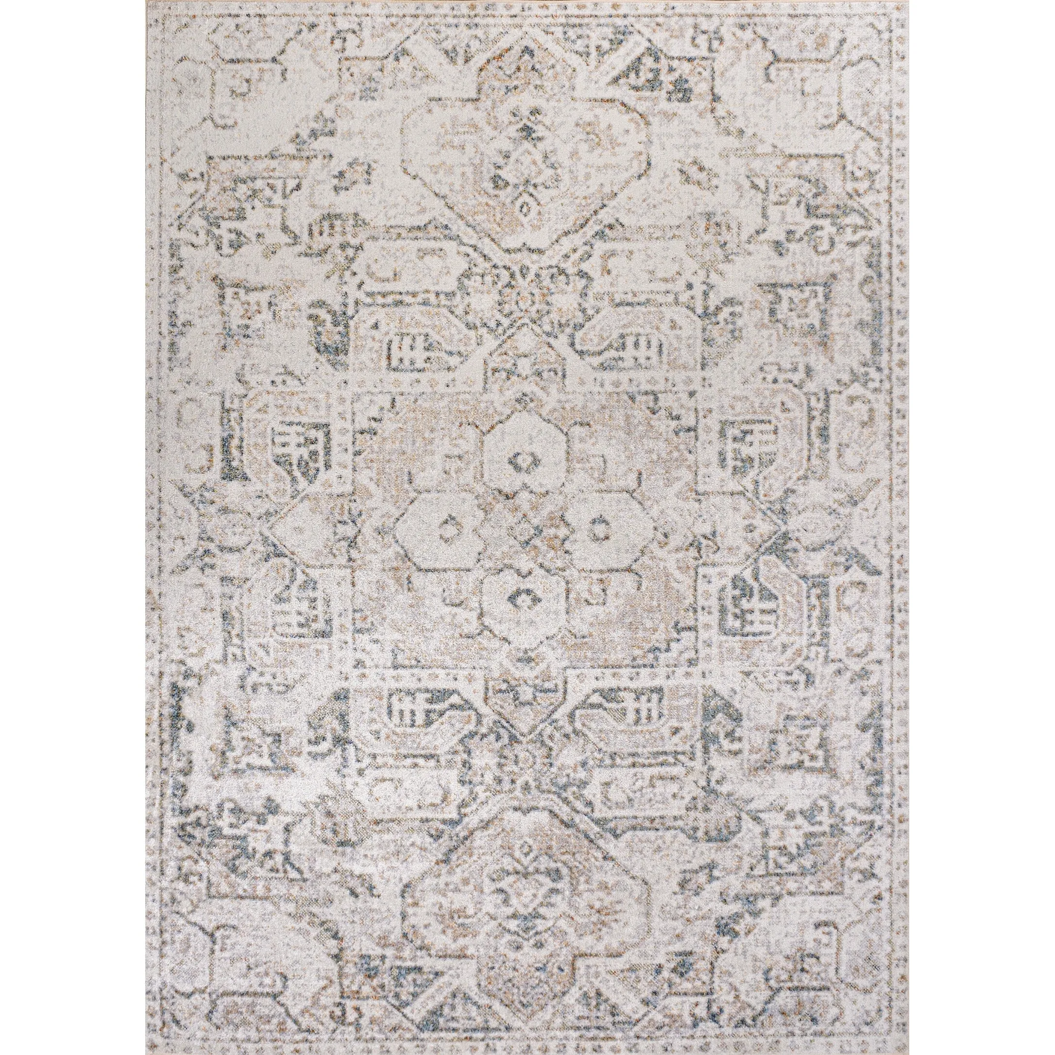 JONATHAn Y Keesha Distressed Medallion Low-Pile Machine-Washable Cream/Light Gray Area Rug