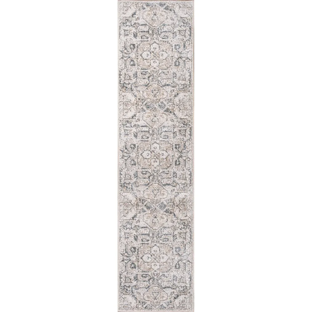 JONATHAn Y Keesha Distressed Medallion Low-Pile Machine-Washable Cream/Light Gray Area Rug