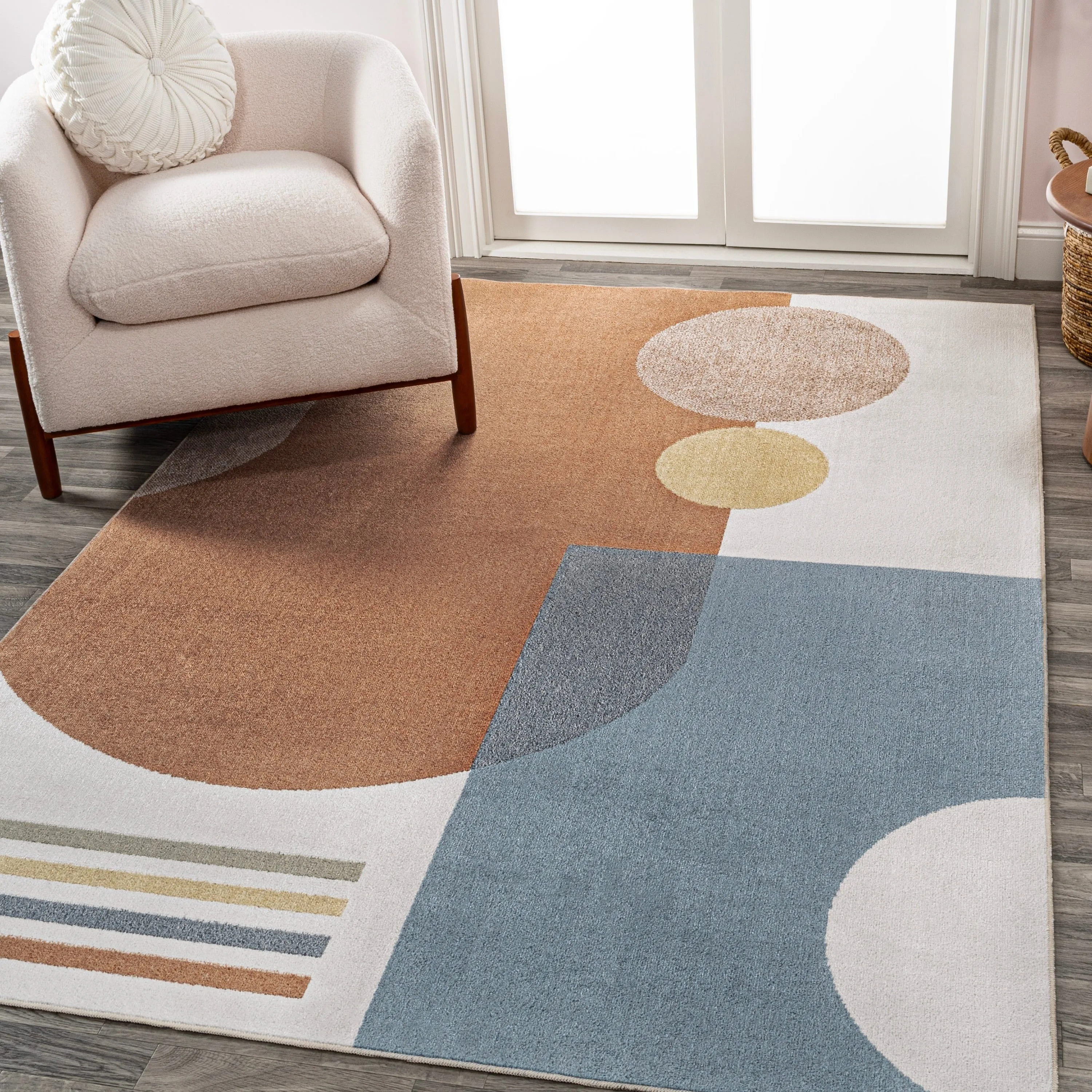 JONATHAN Y Pebble Modern Kids & Novelty Collage Machine-Washable Cream/Multi Area Rug