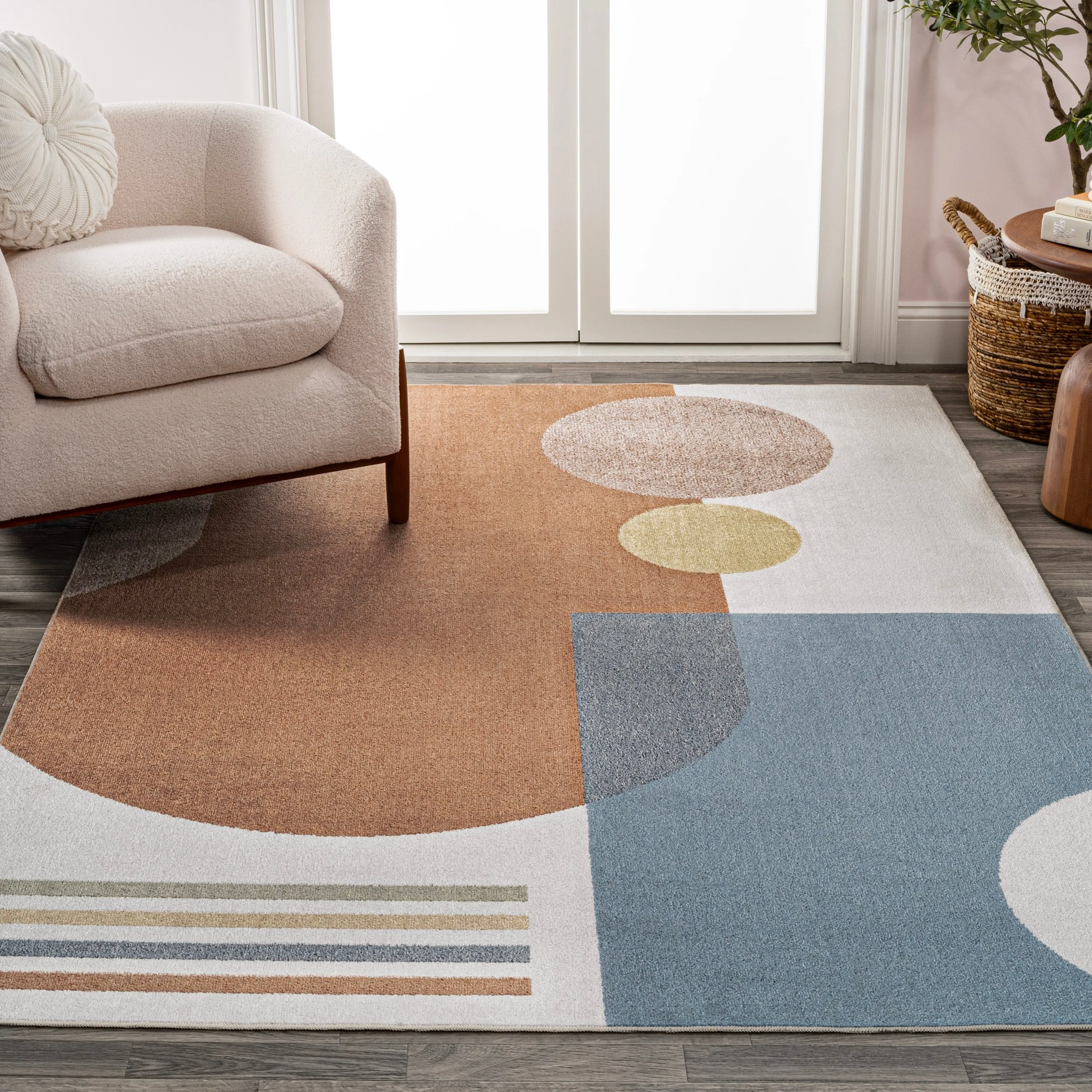 JONATHAN Y Pebble Modern Kids & Novelty Collage Machine-Washable Cream/Multi Area Rug