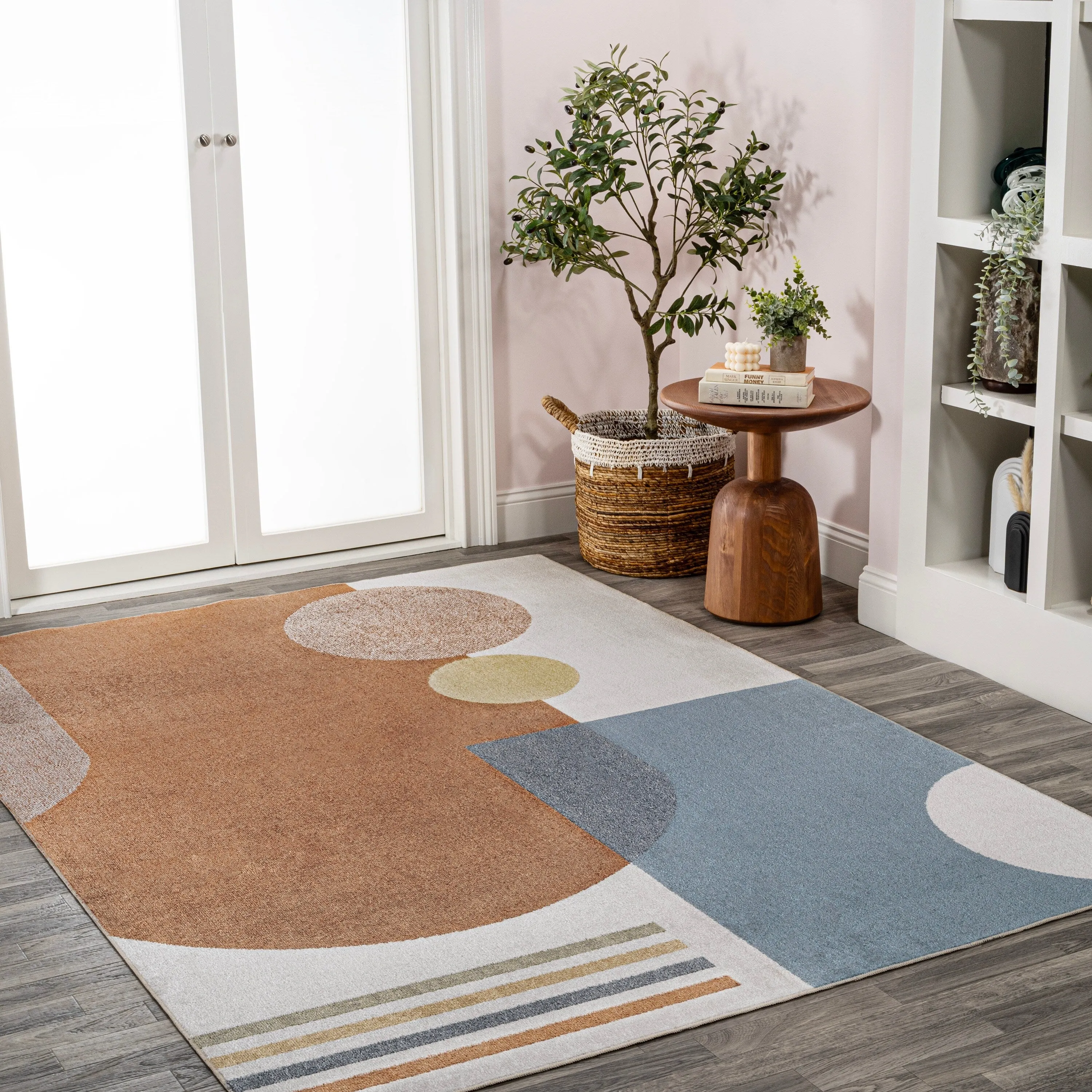 JONATHAN Y Pebble Modern Kids & Novelty Collage Machine-Washable Cream/Multi Area Rug