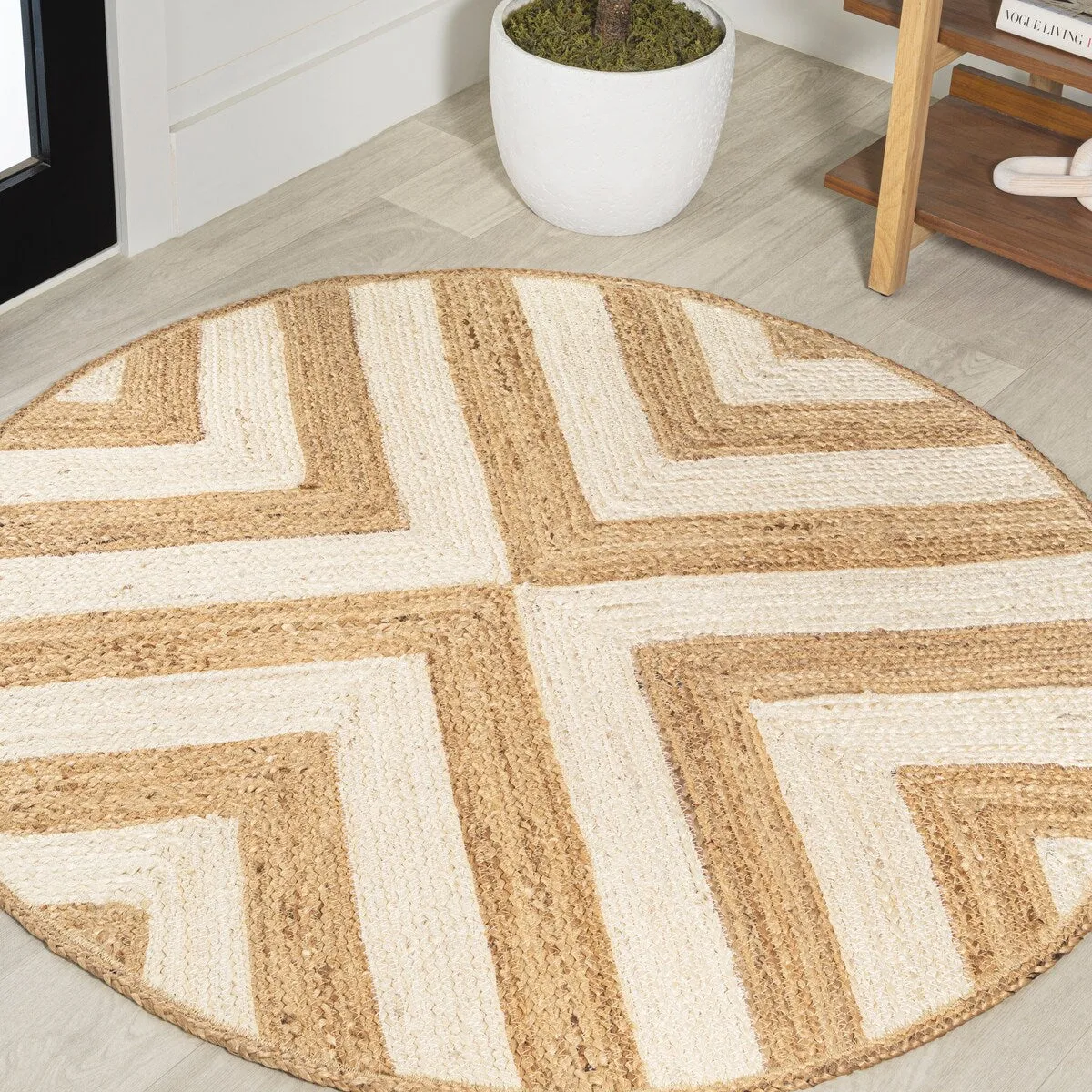 JONATHAN Y Petal Two-Tone Jute Hippy Circle Area Rug