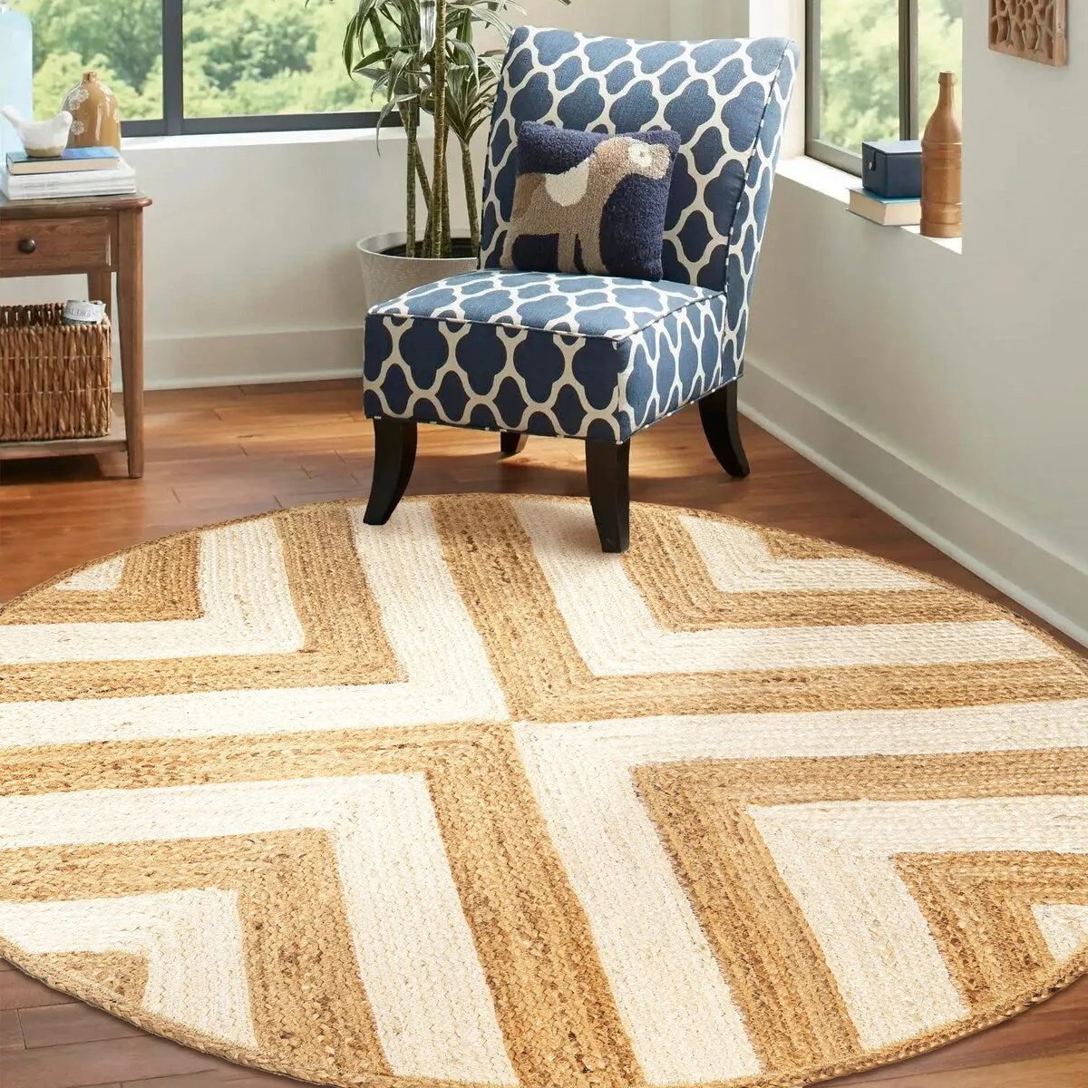 JONATHAN Y Petal Two-Tone Jute Hippy Circle Area Rug