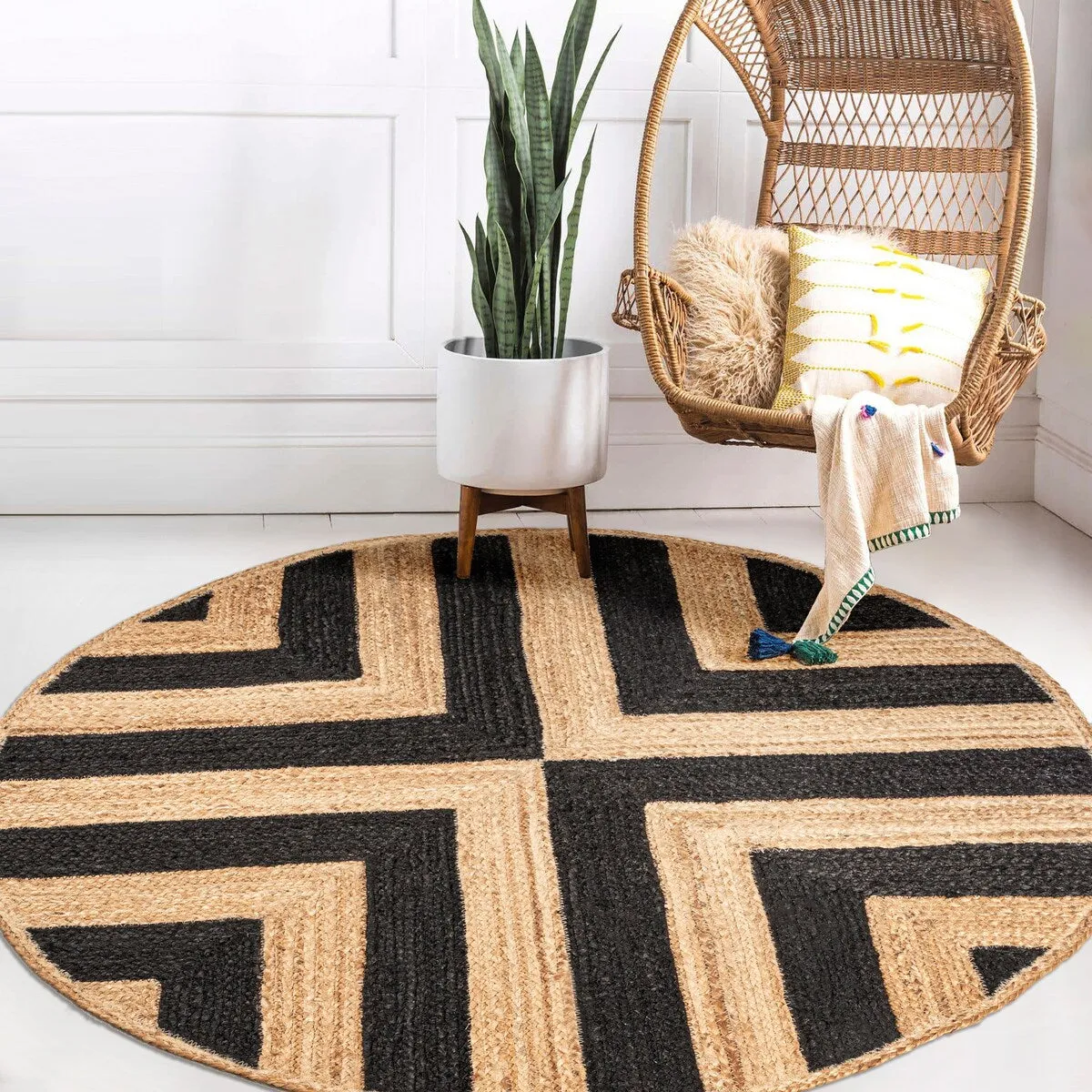 JONATHAN Y Petal Two-Tone Jute Hippy Circle Area Rug