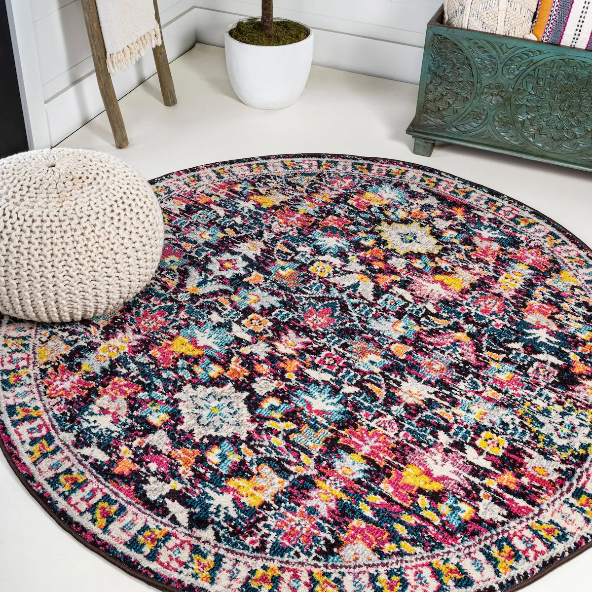 JONATHAN Y Traditional Persian Boho Floral Area Rug