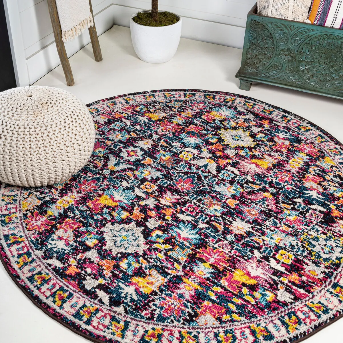 JONATHAN Y Traditional Persian Boho Floral Area Rug