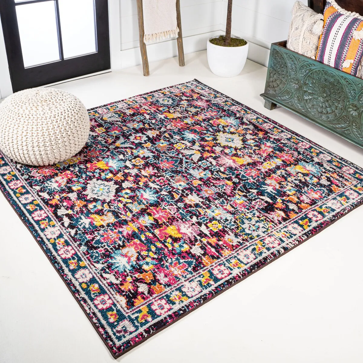 JONATHAN Y Traditional Persian Boho Floral Area Rug