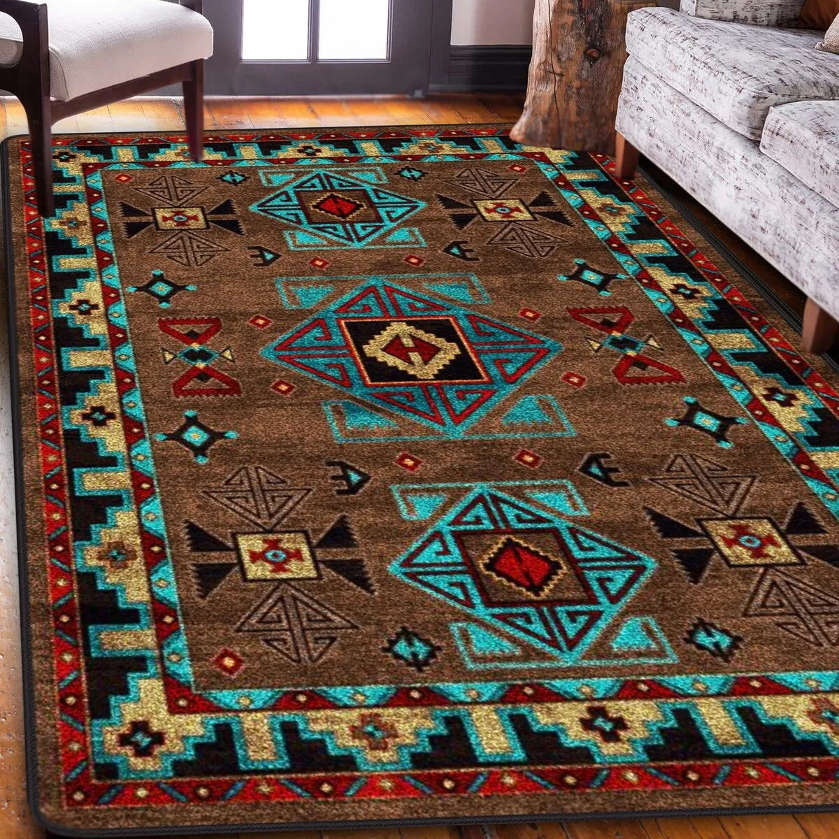 Jules   Cole Premium DuraFiber Nylon Desert Diamond Rug Southwestern