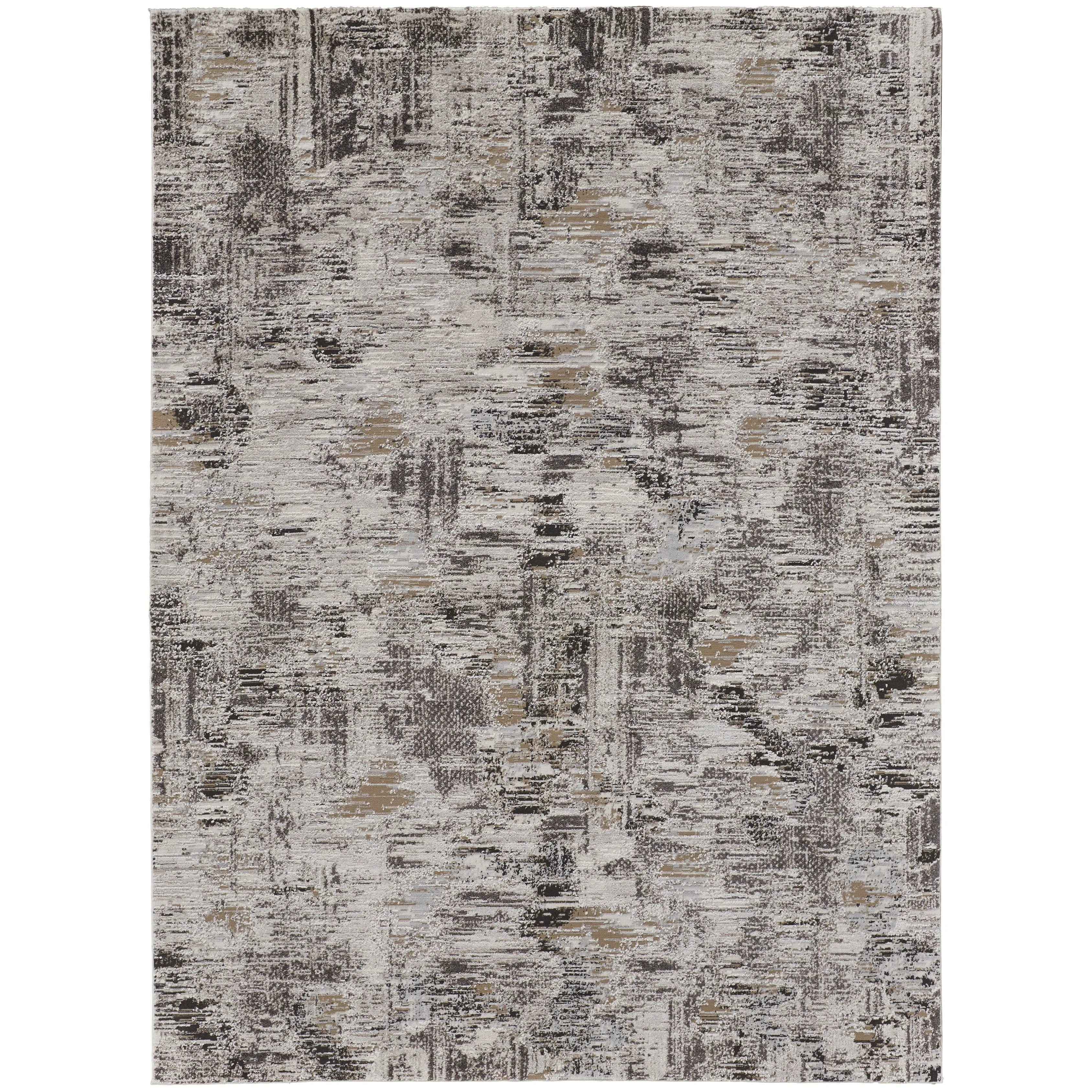 Kayden Contemporary Abstract Ivory/Charcoal Gray Area Rug