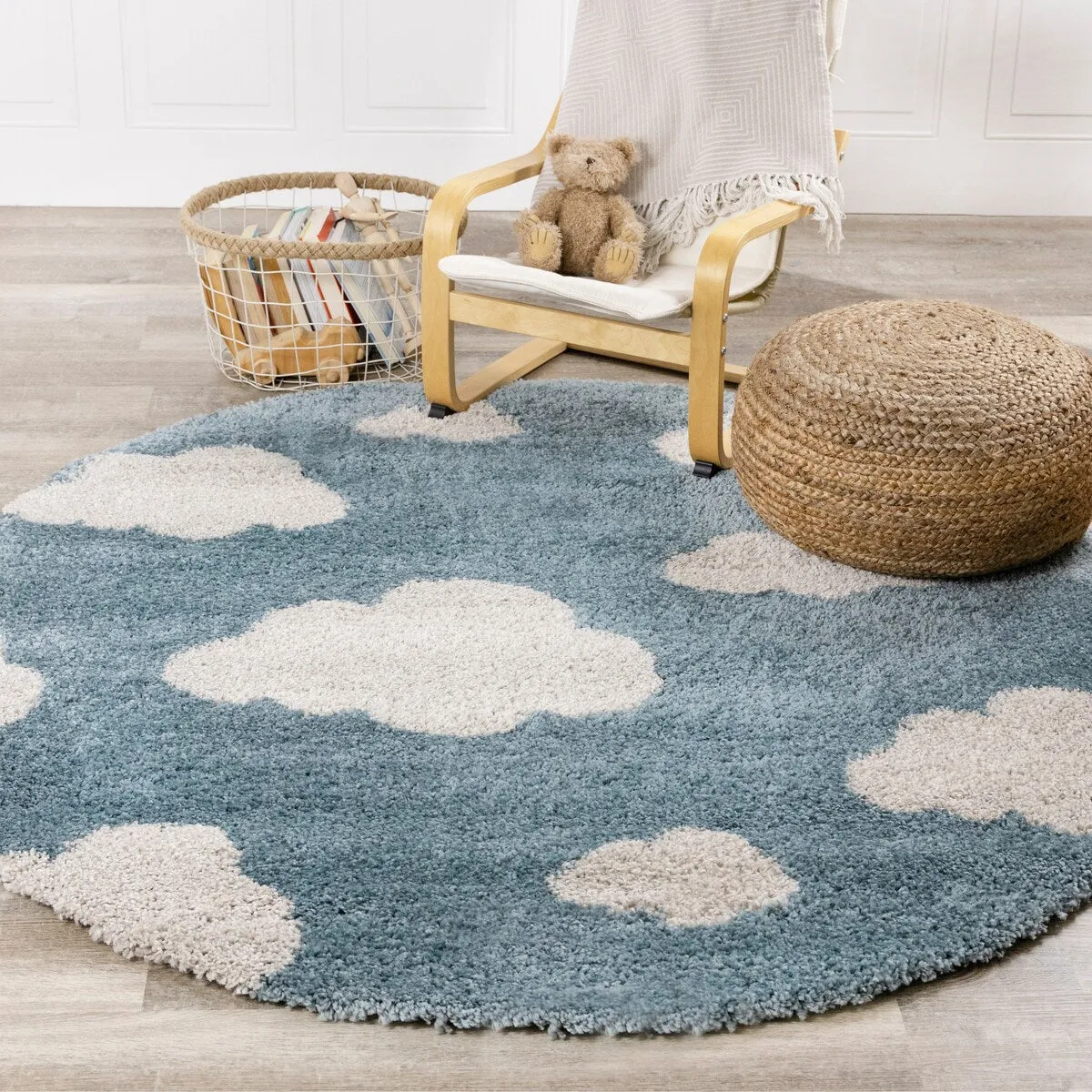 Kids Collection - Blue/Cream Clouds Area Rug