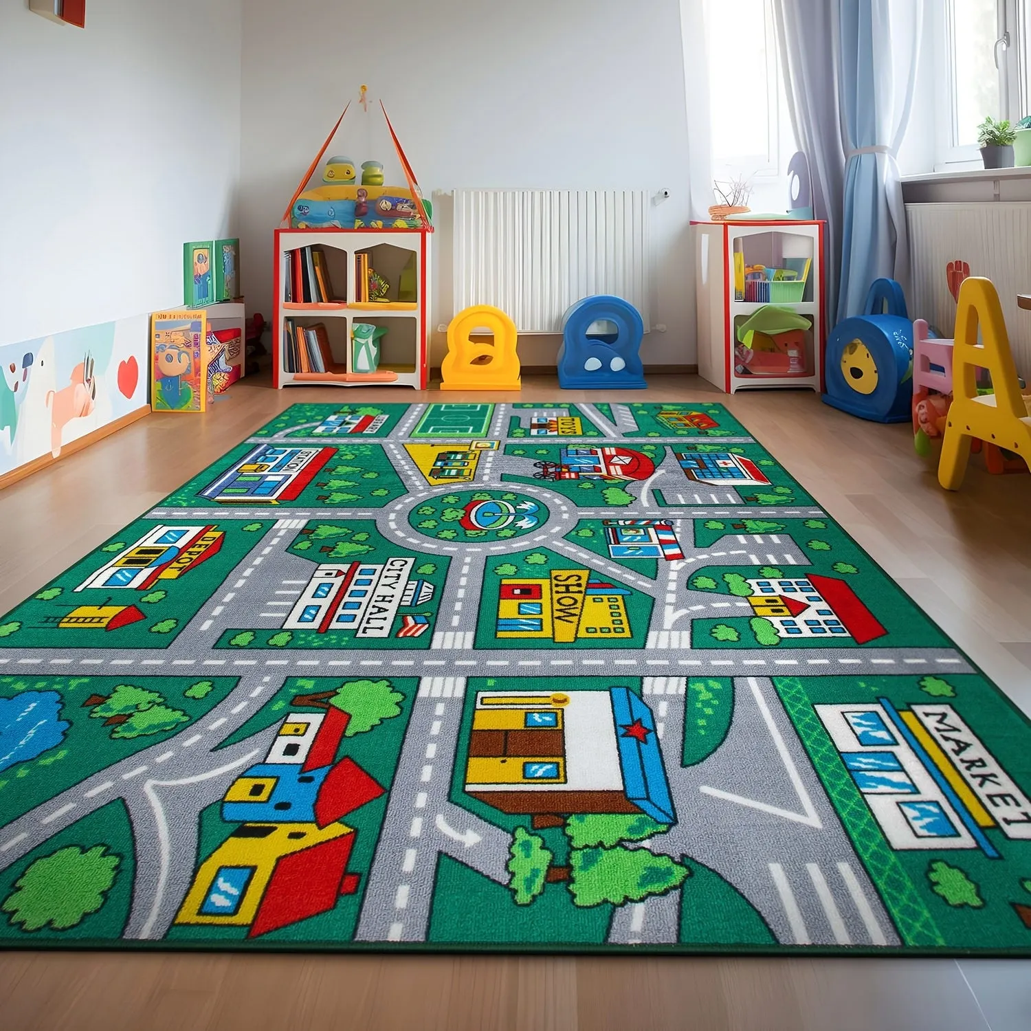 Kids Playmat Road Traffic Educational Non Slip Area Rug