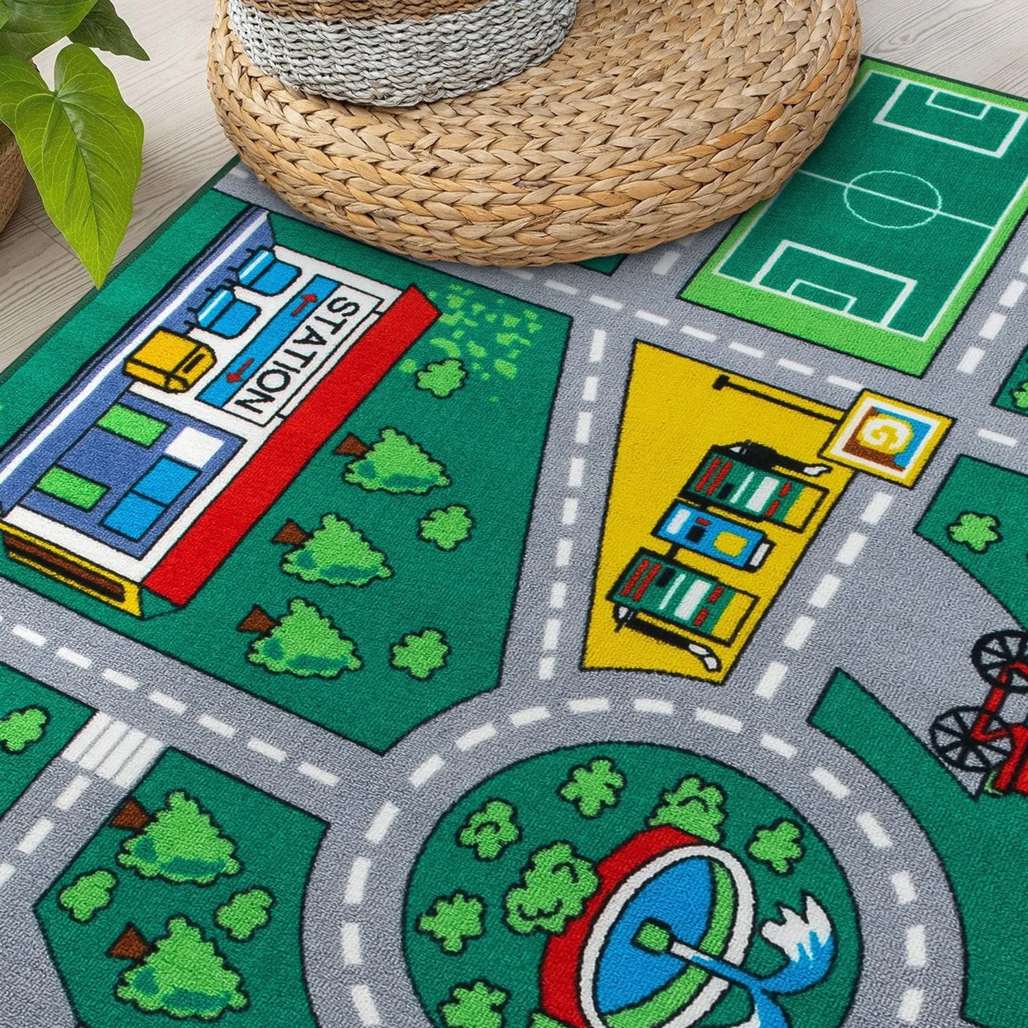 Kids Playmat Road Traffic Educational Non Slip Area Rug