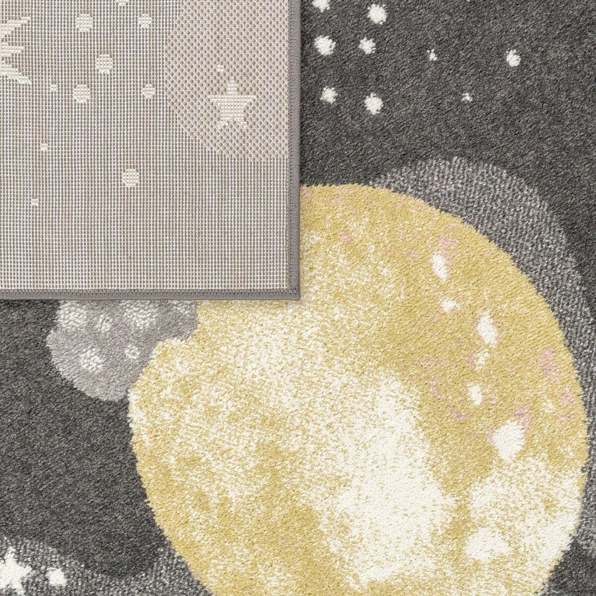 Kids Rug Space with Planets and Stars in Pastel Colors