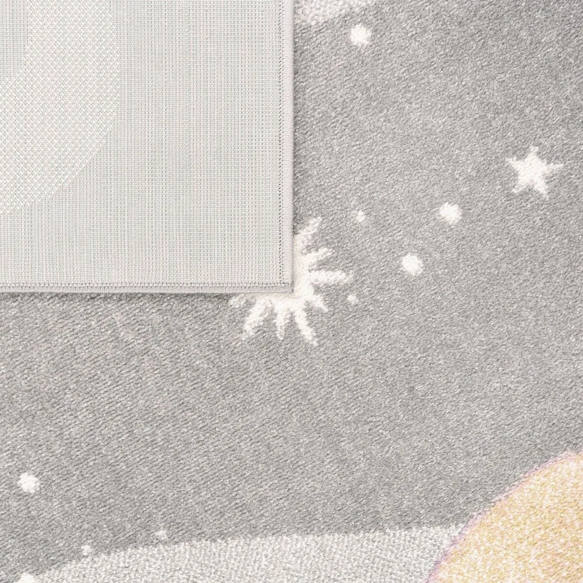 Kids Rug Space with Planets and Stars in Pastel Colors