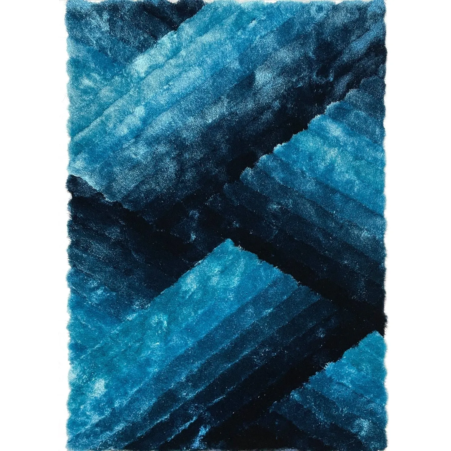 LA Rug Linens 3D Abstract Shag Area Rug Geometric Shaggy Plush Carpet