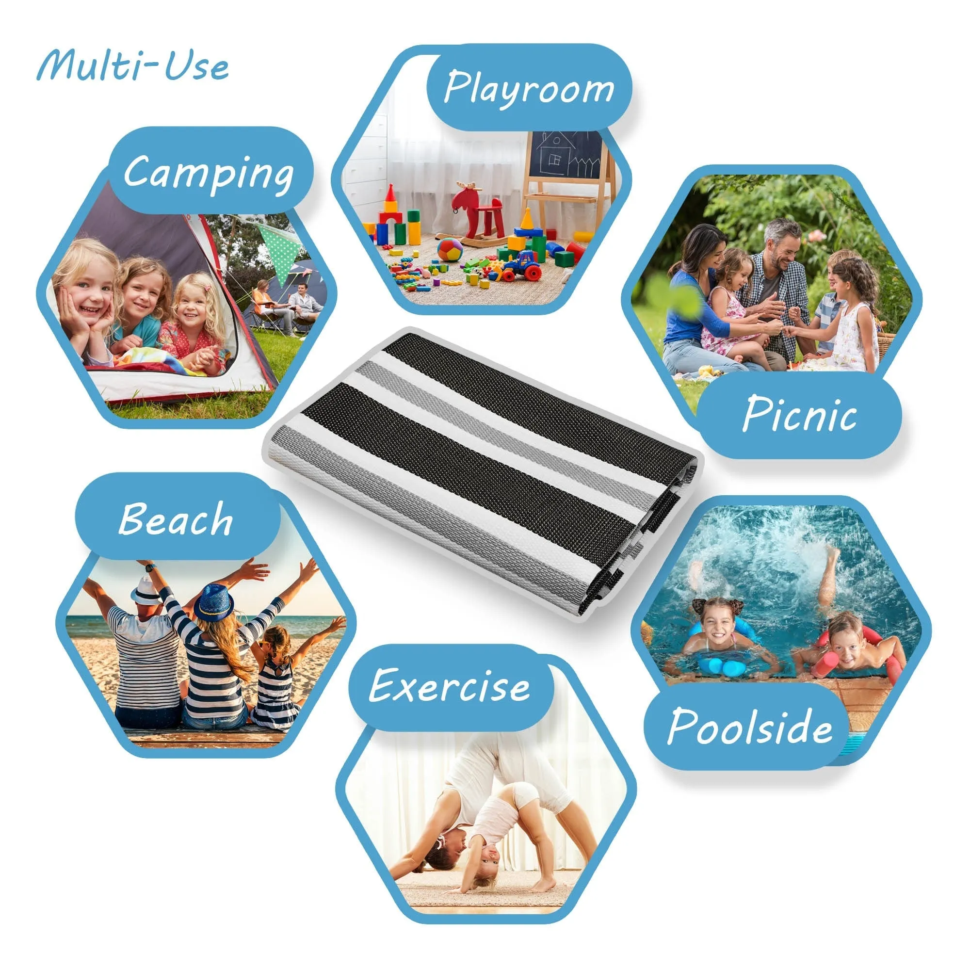 Lalune Beach Stripe Indoor Outdoor Area Rug