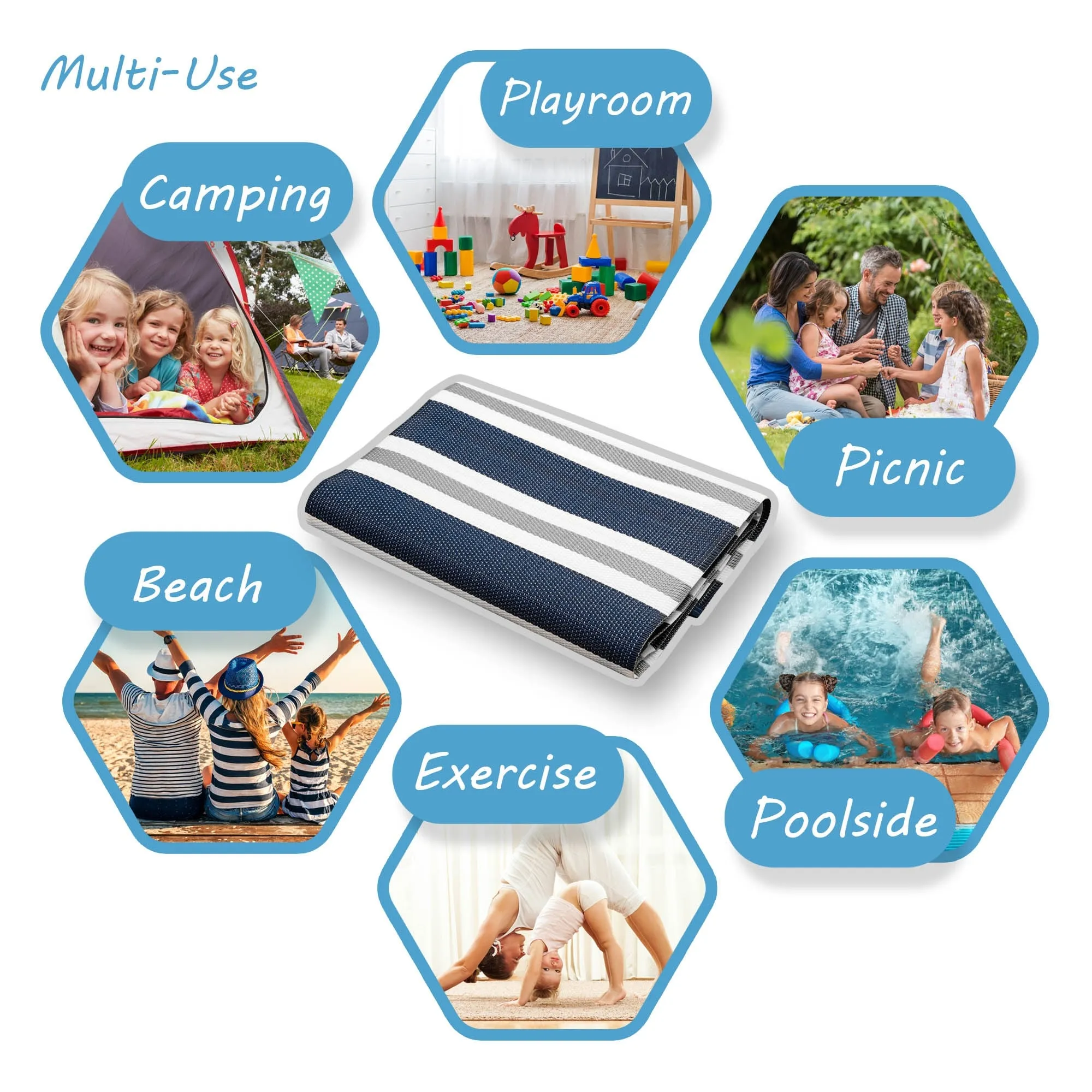 Lalune Beach Stripe Indoor Outdoor Area Rug