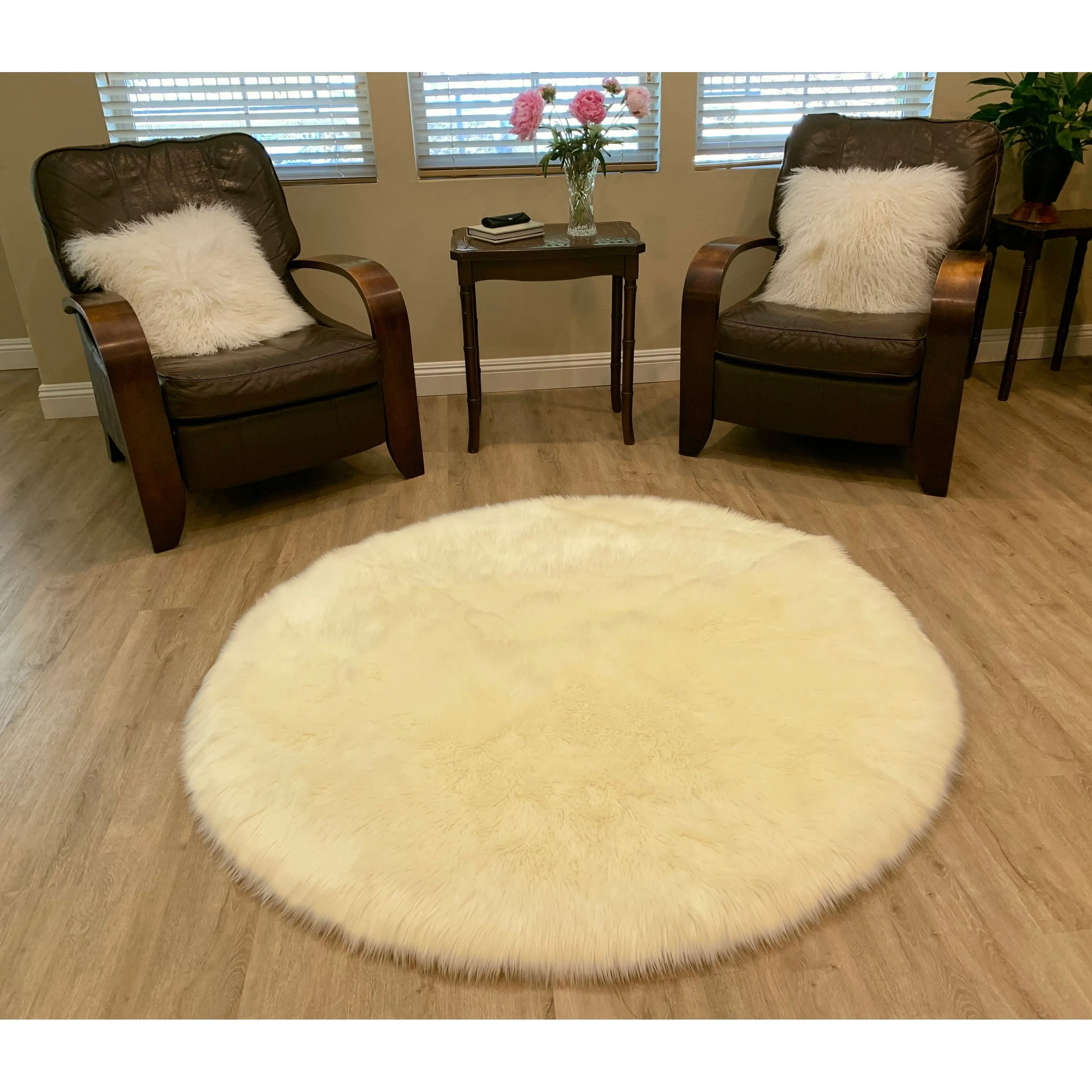 Legacy Home Faux Sheepskin Round Shag Area Rug