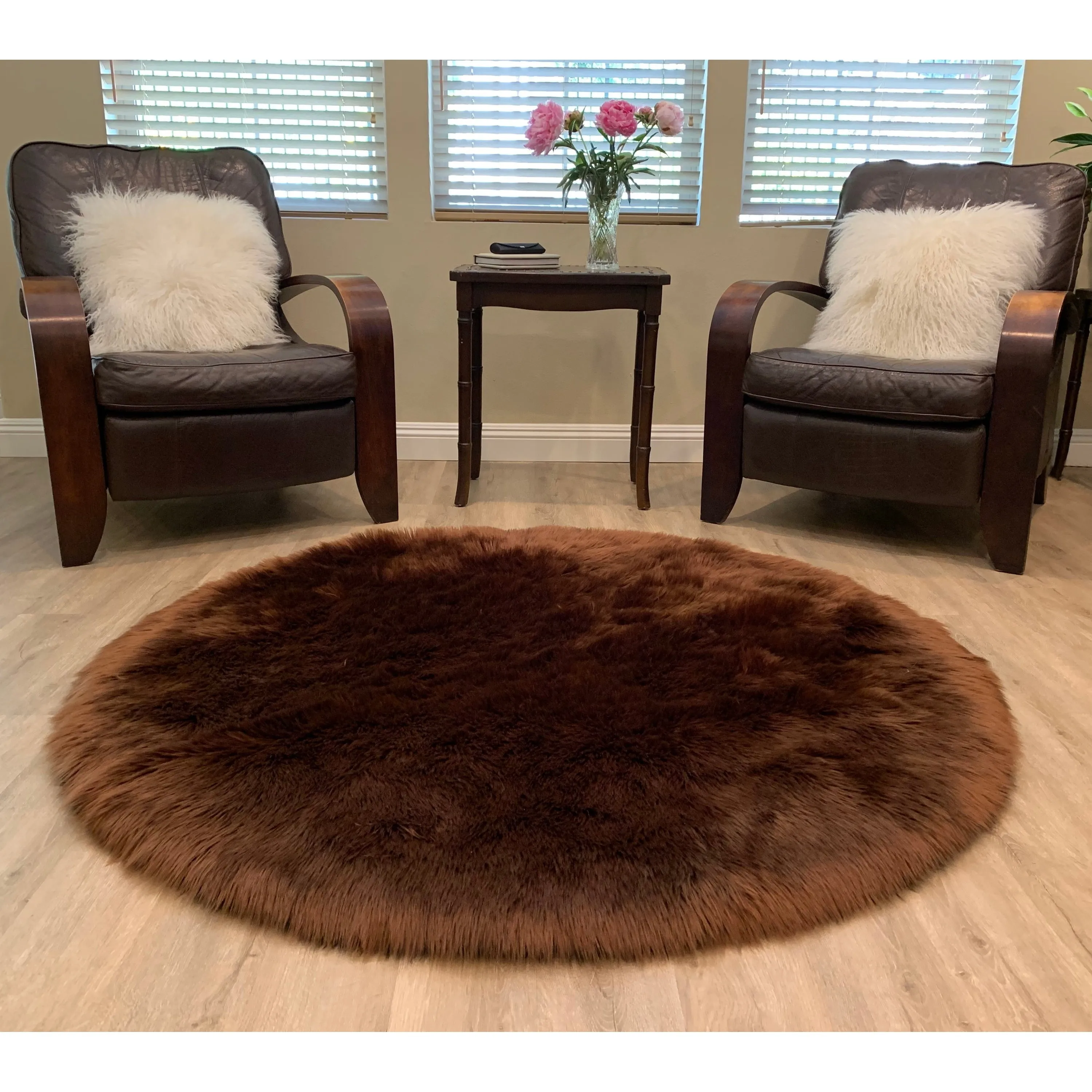 Legacy Home Faux Sheepskin Round Shag Area Rug