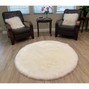 Legacy Home Faux Sheepskin Round Shag Area Rug