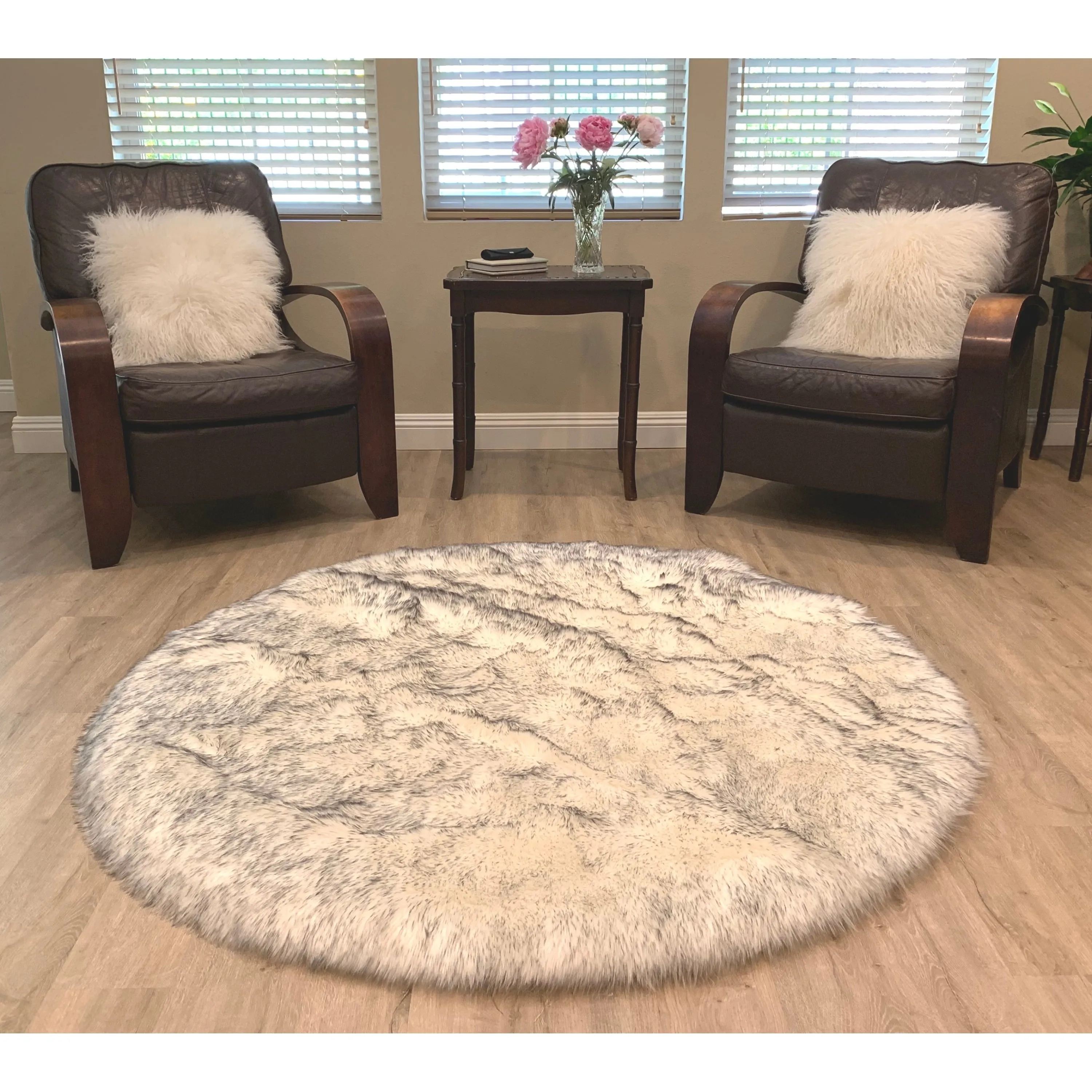 Legacy Home Faux Sheepskin Round Shag Area Rug