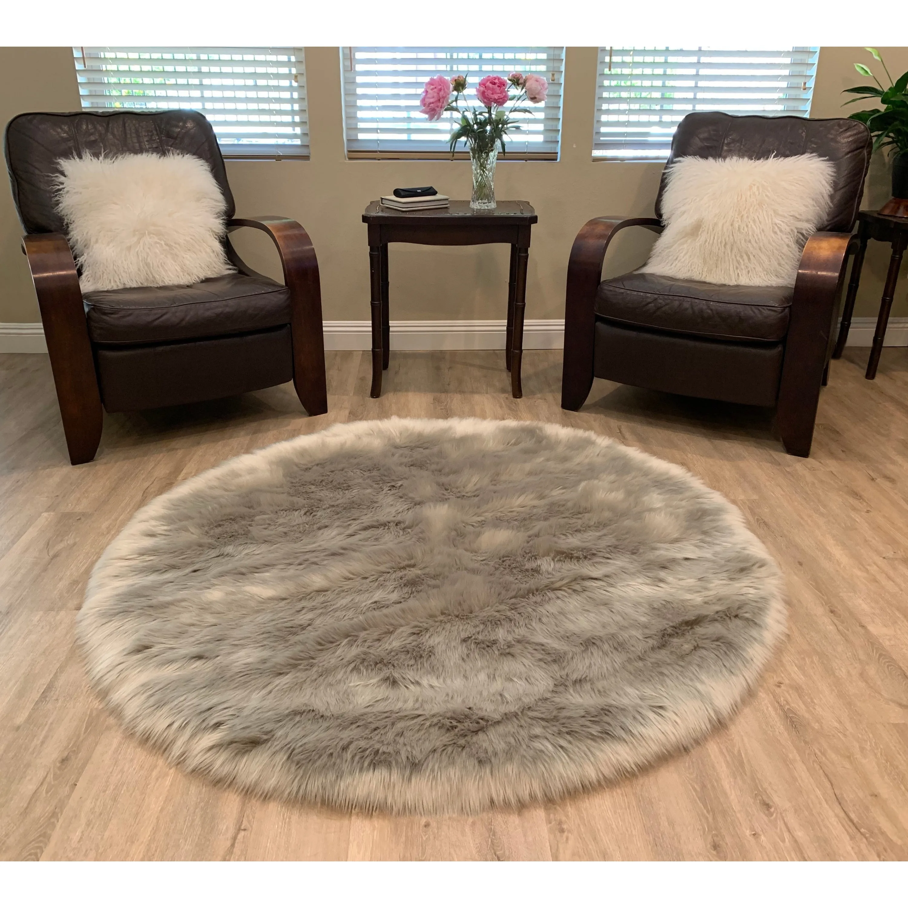 Legacy Home Faux Sheepskin Round Shag Area Rug