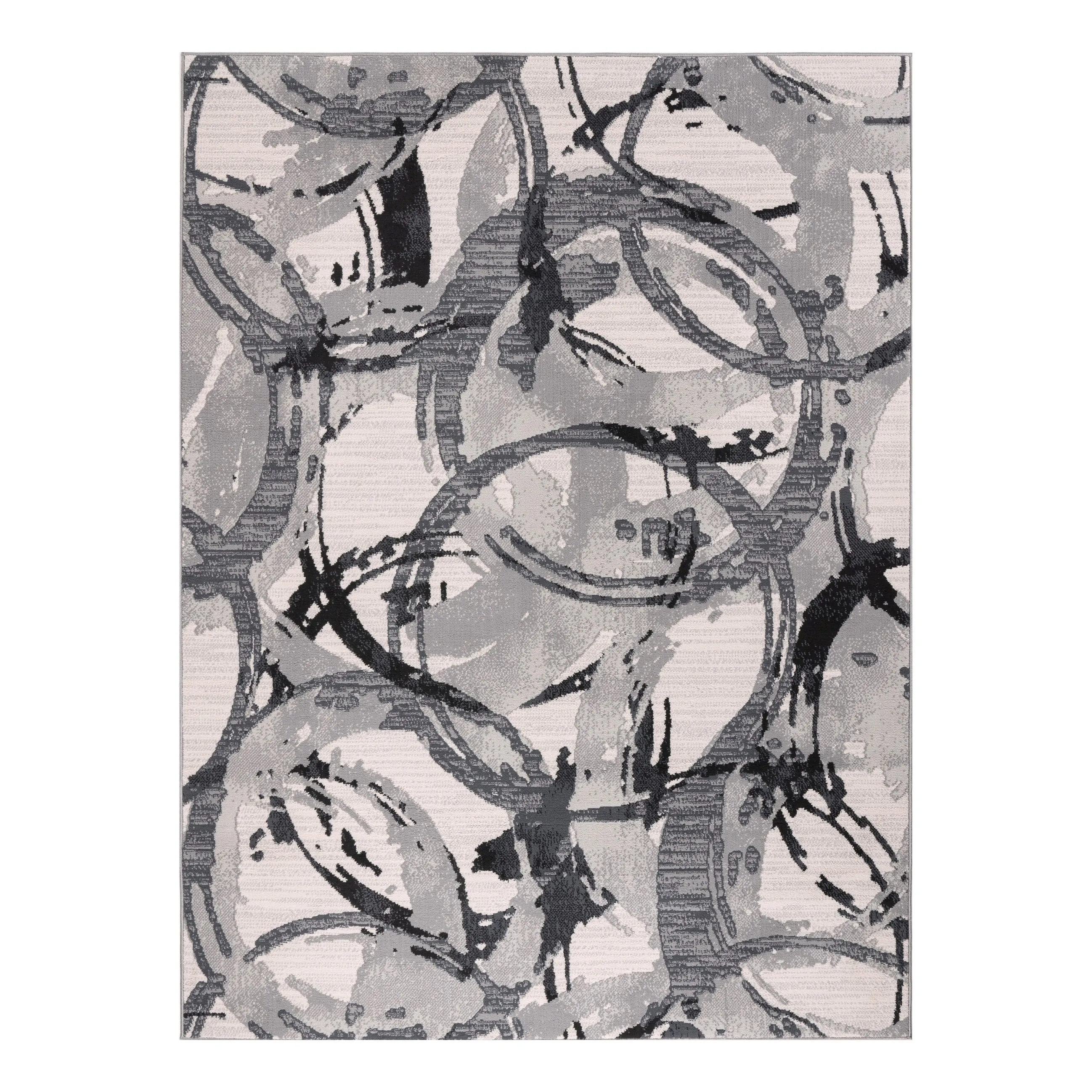 Lela Collection Geometric Circles Polyester Rug