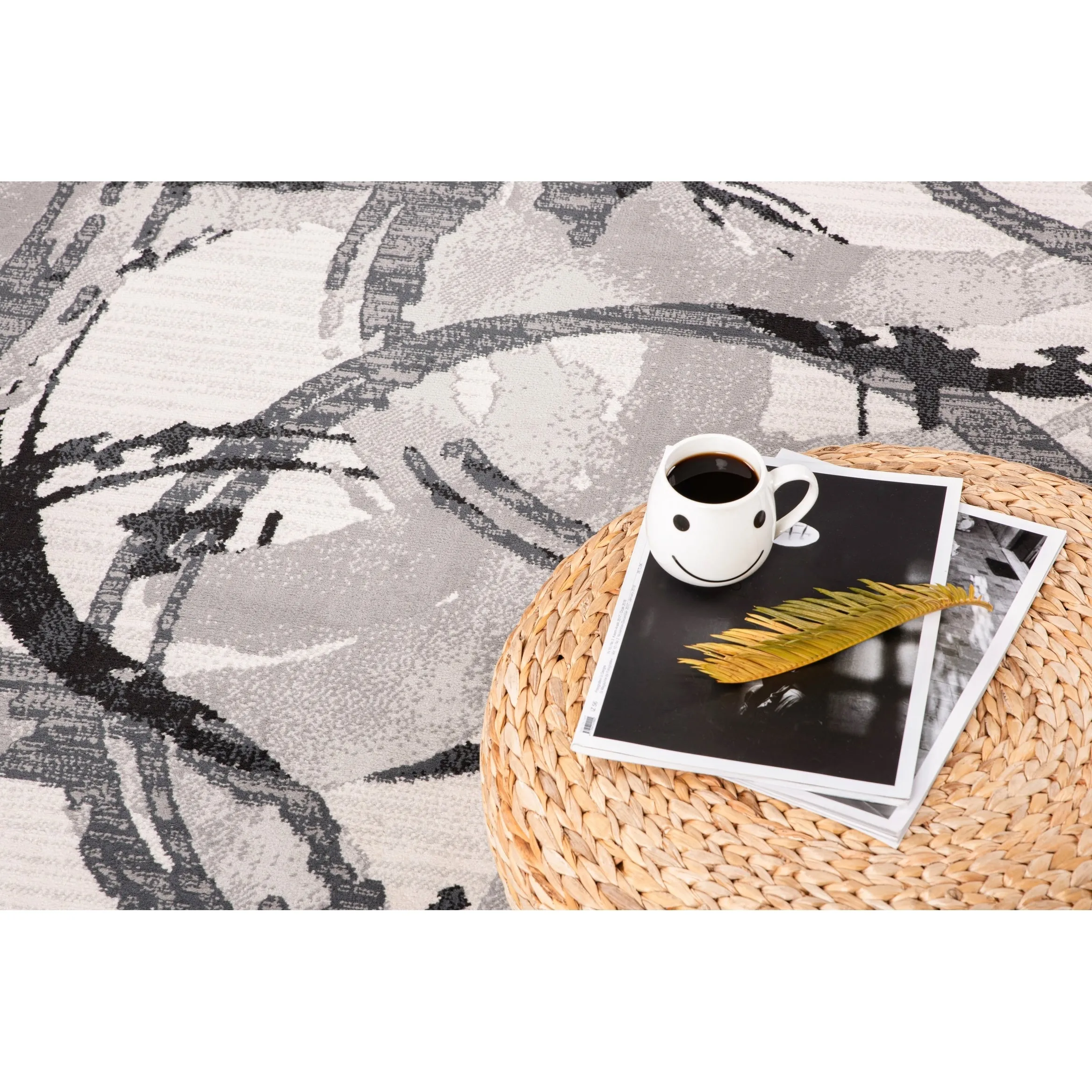 Lela Collection Geometric Circles Polyester Rug