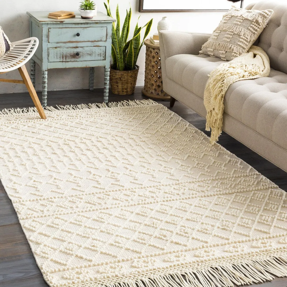 Les Handmade Modern Farmhouse Wool Area Rug