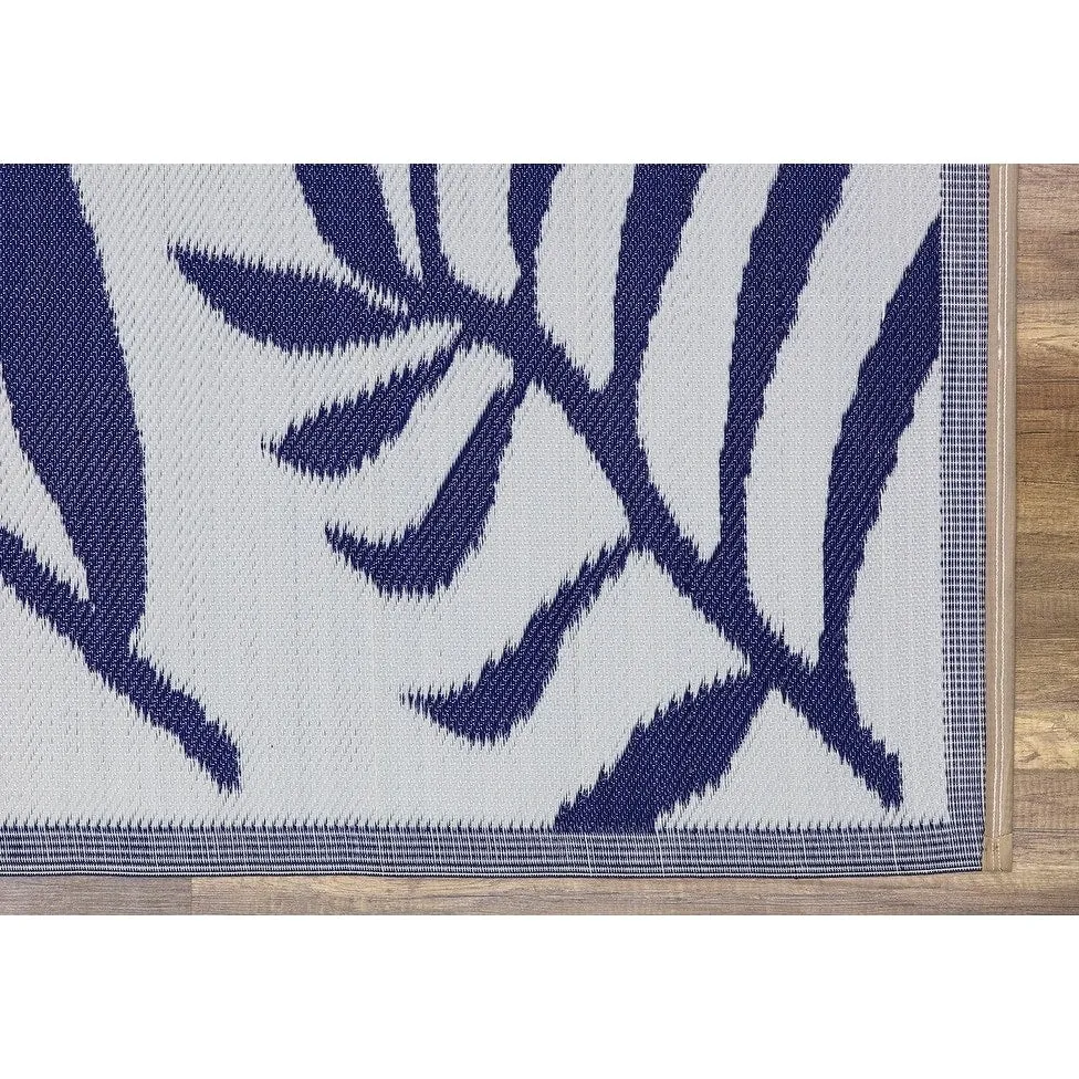 Lightweight Indoor Outdoor Reversible Area Rug -5.9 x 8.9 Feet - Leaf Pattern - N/A