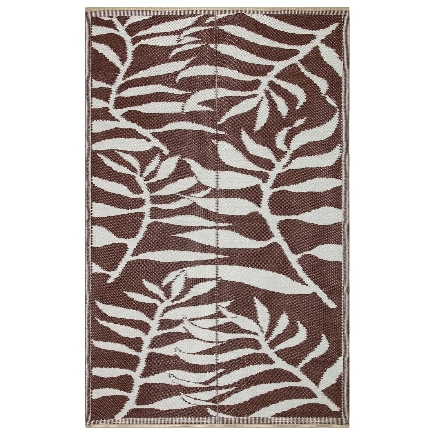 Lightweight Indoor Outdoor Reversible Area Rug -5.9 x 8.9 Feet - Leaf Pattern - N/A