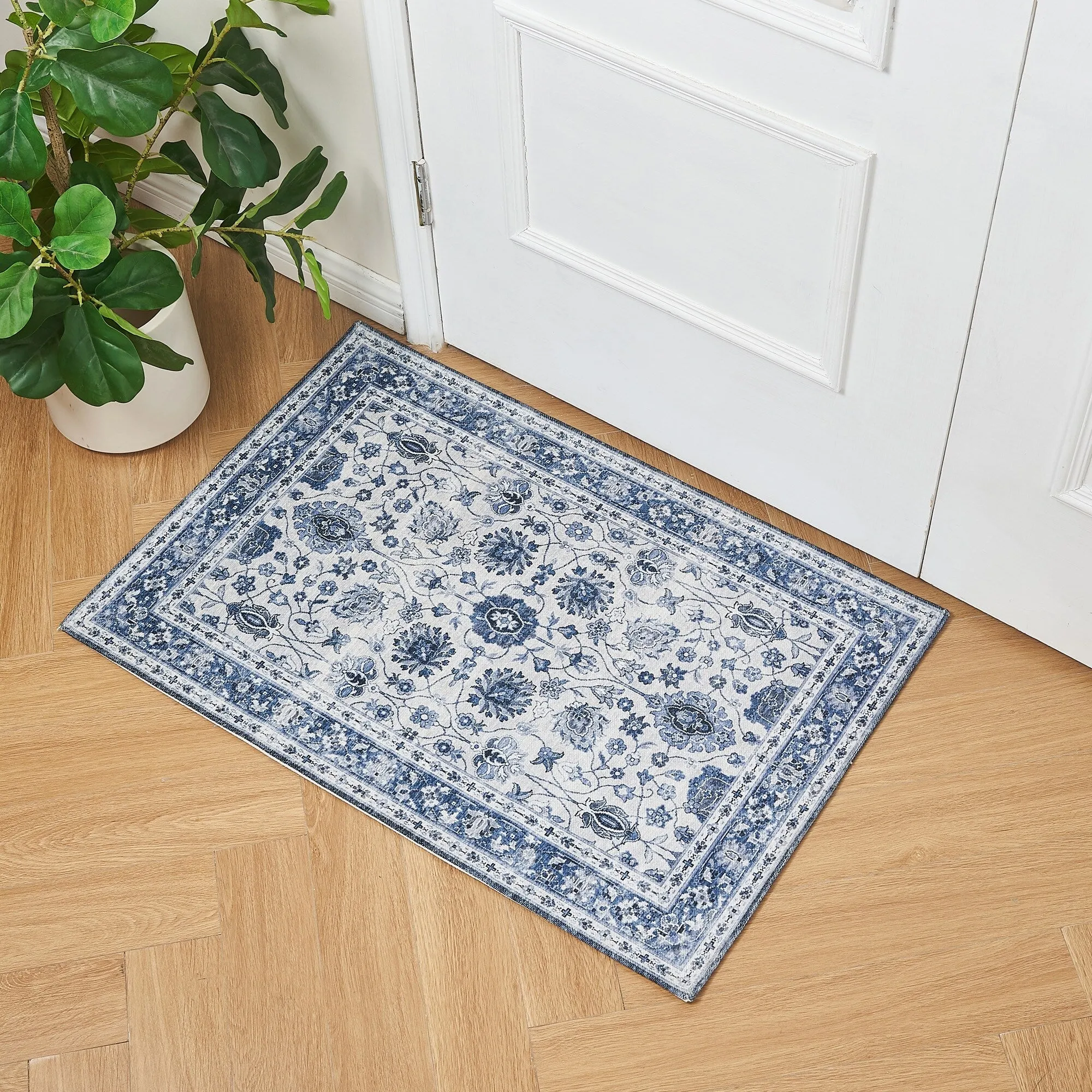 Linery & Co. Machine Washable Slip Resistant Vintage Medallion Patterned Accent Rugs