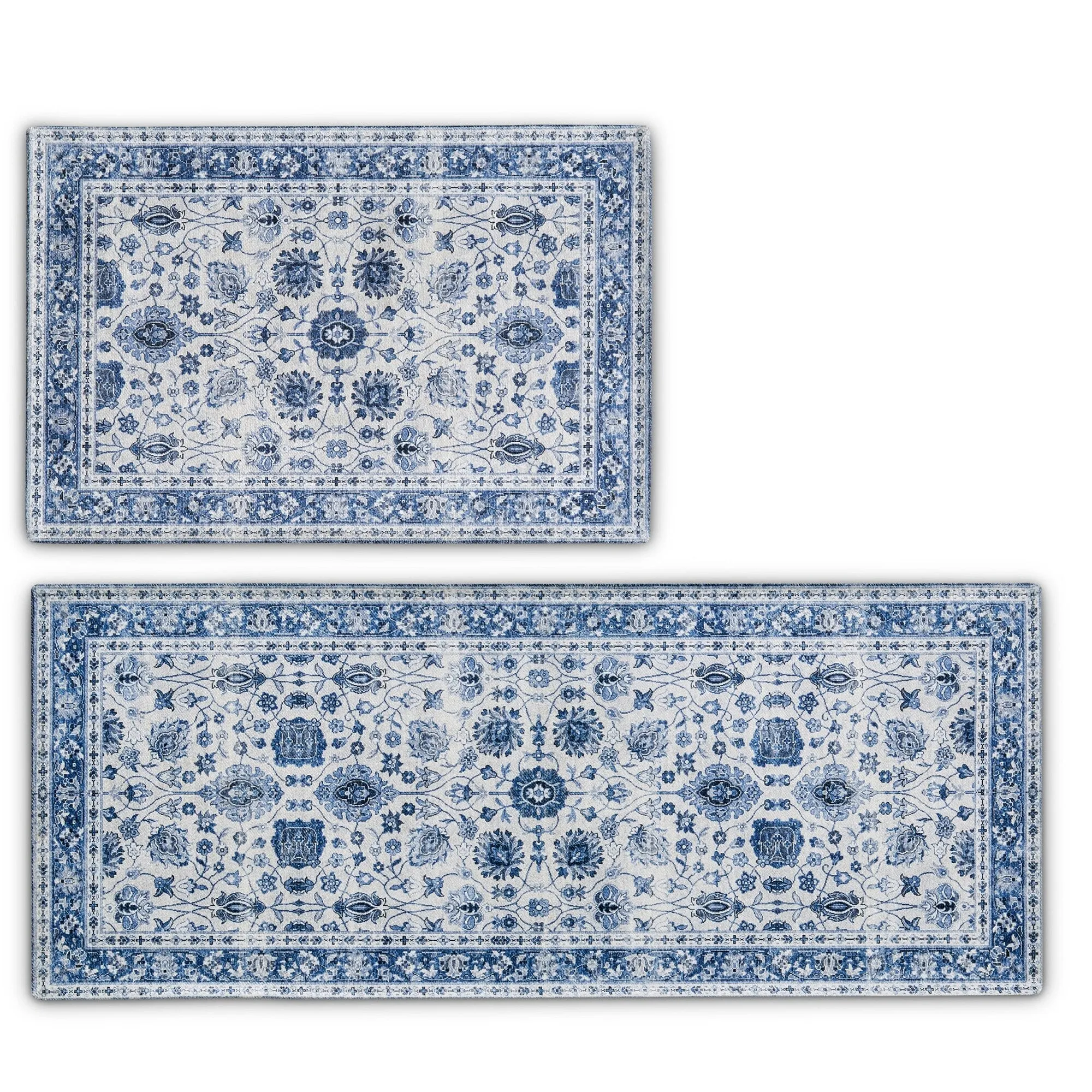 Linery & Co. Machine Washable Slip Resistant Vintage Medallion Patterned Accent Rugs