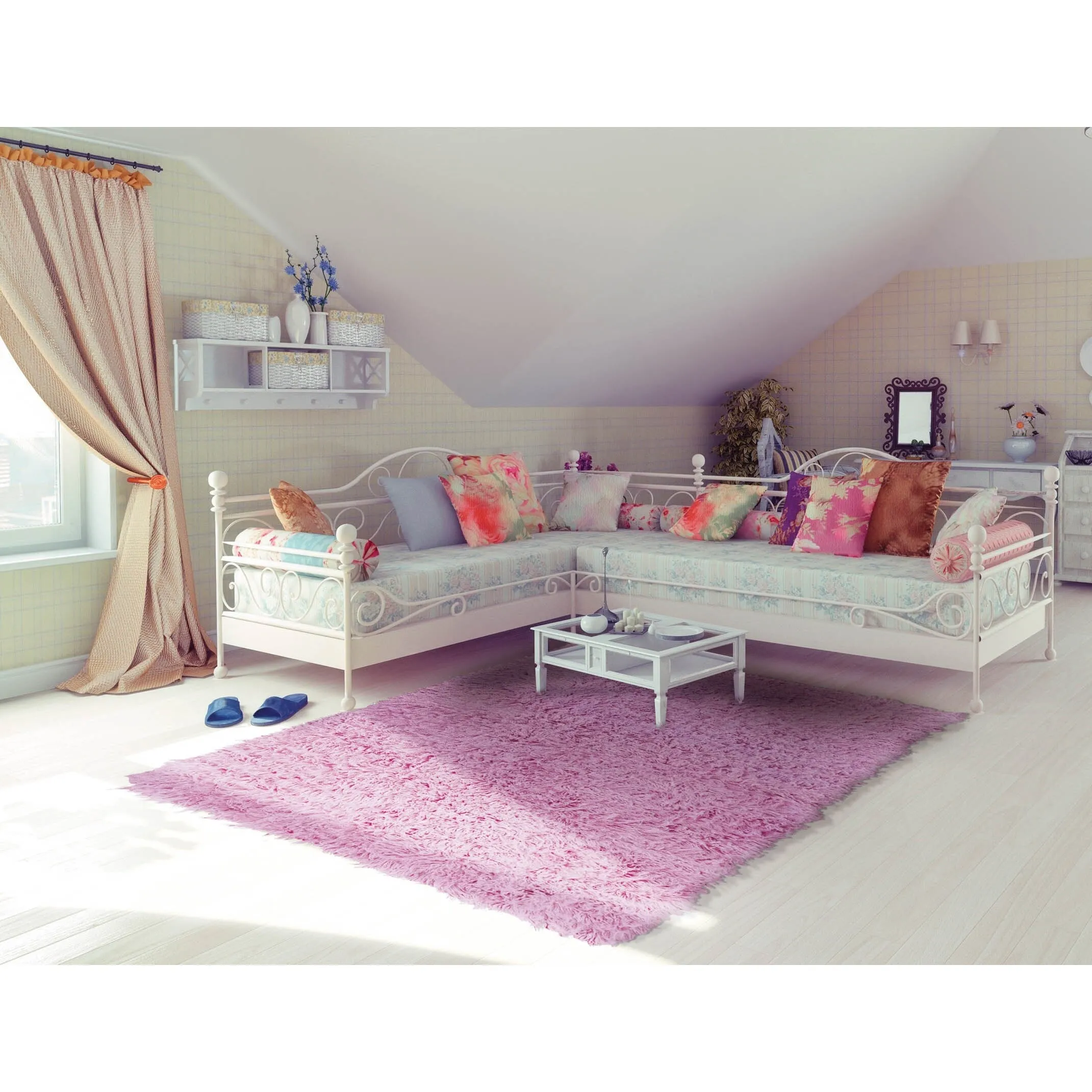 Linon Flokati Wool Thick Area Rug