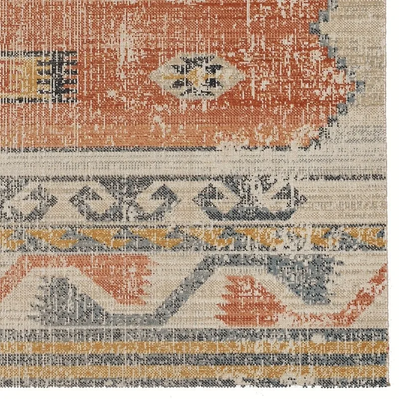 Linon Great Zero Barlow Bohemian Ivory/Rust Area Rug