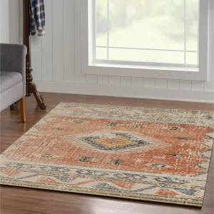 Linon Great Zero Barlow Bohemian Ivory/Rust Area Rug