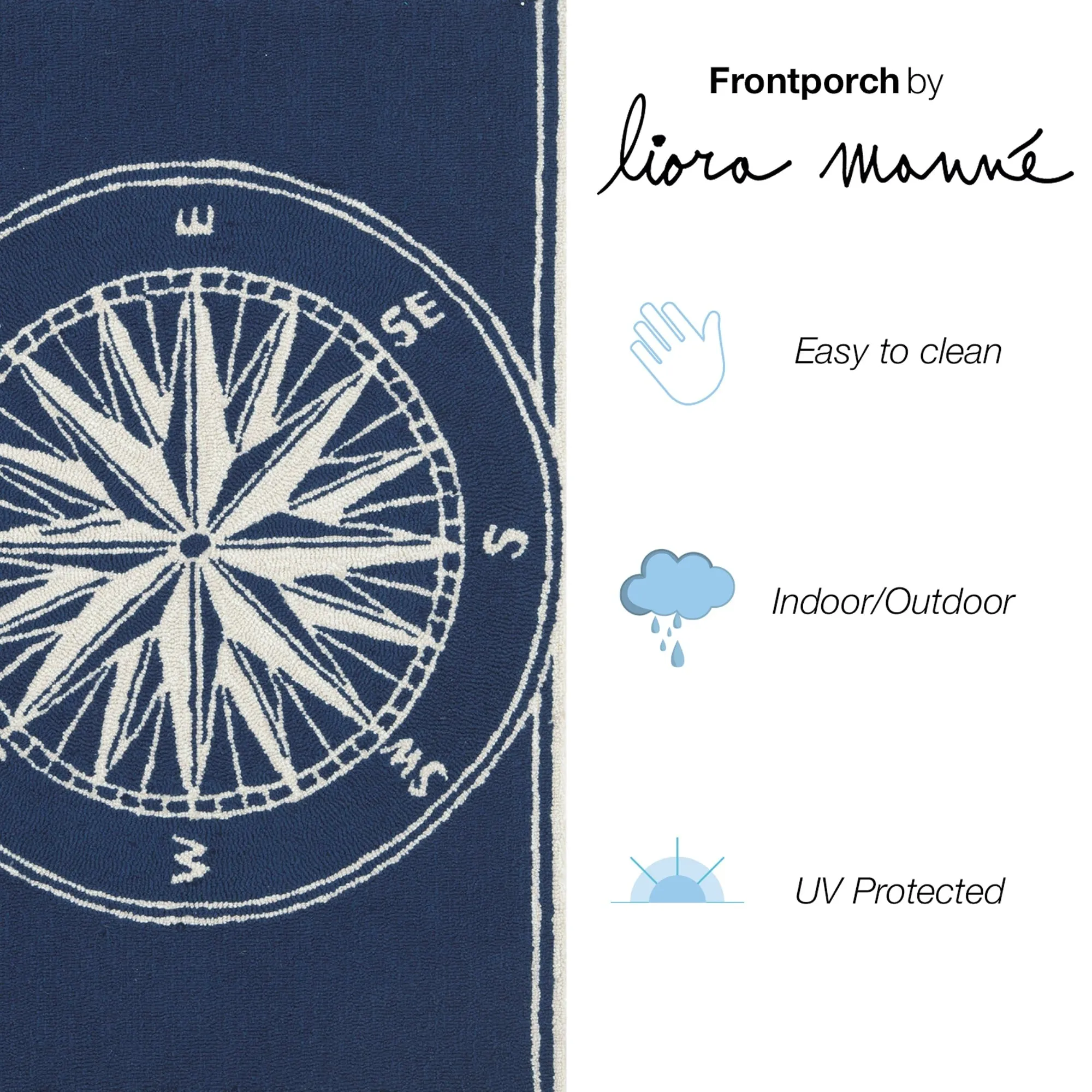 Liora Manne Frontporch Compass Indoor/Outdoor Rug - 3' Round