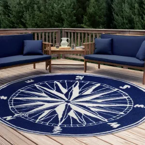 Liora Manne Frontporch Compass Indoor/Outdoor Rug - 3' Round