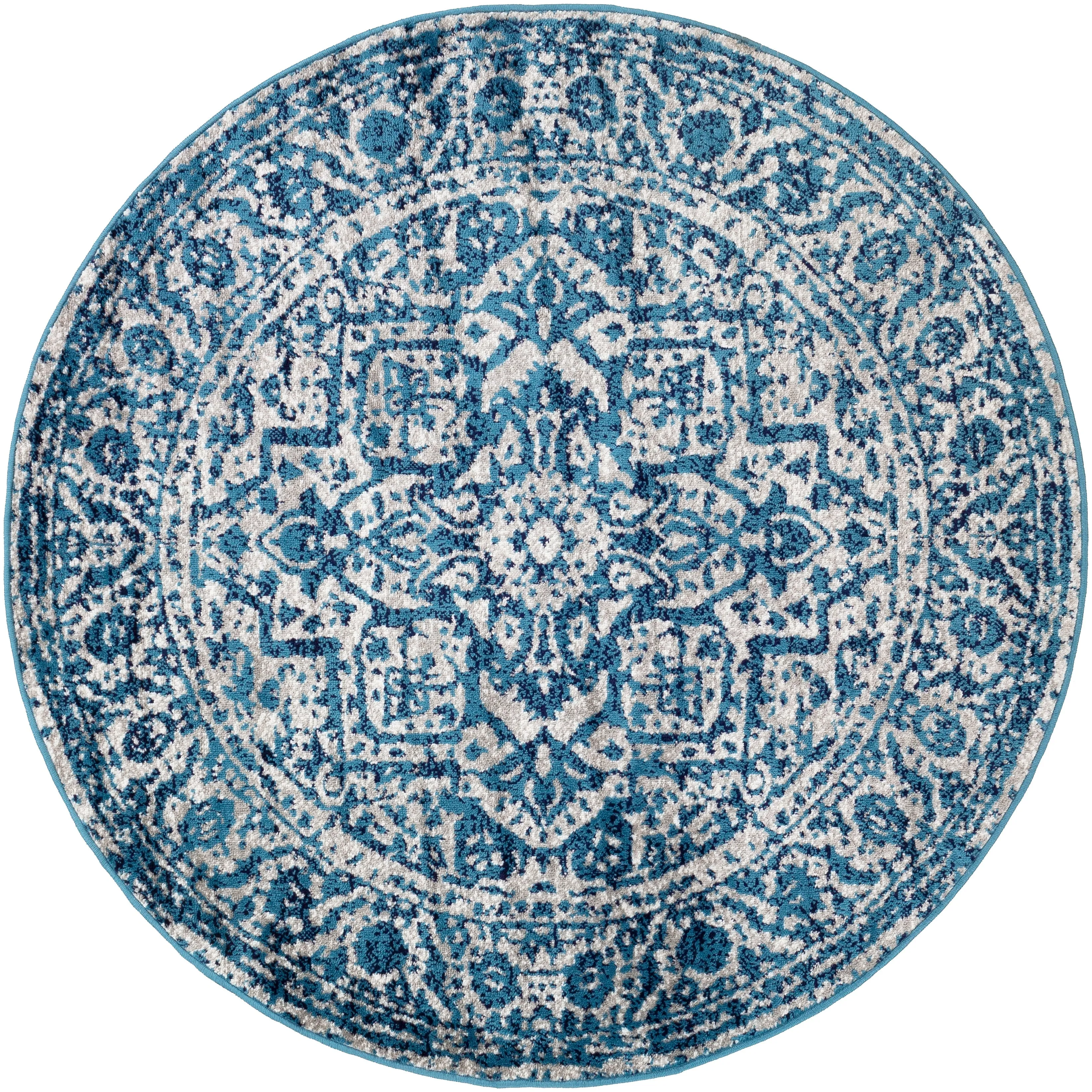 Livabliss Abbas Navy/Gray Vintage Traditional Area Rug
