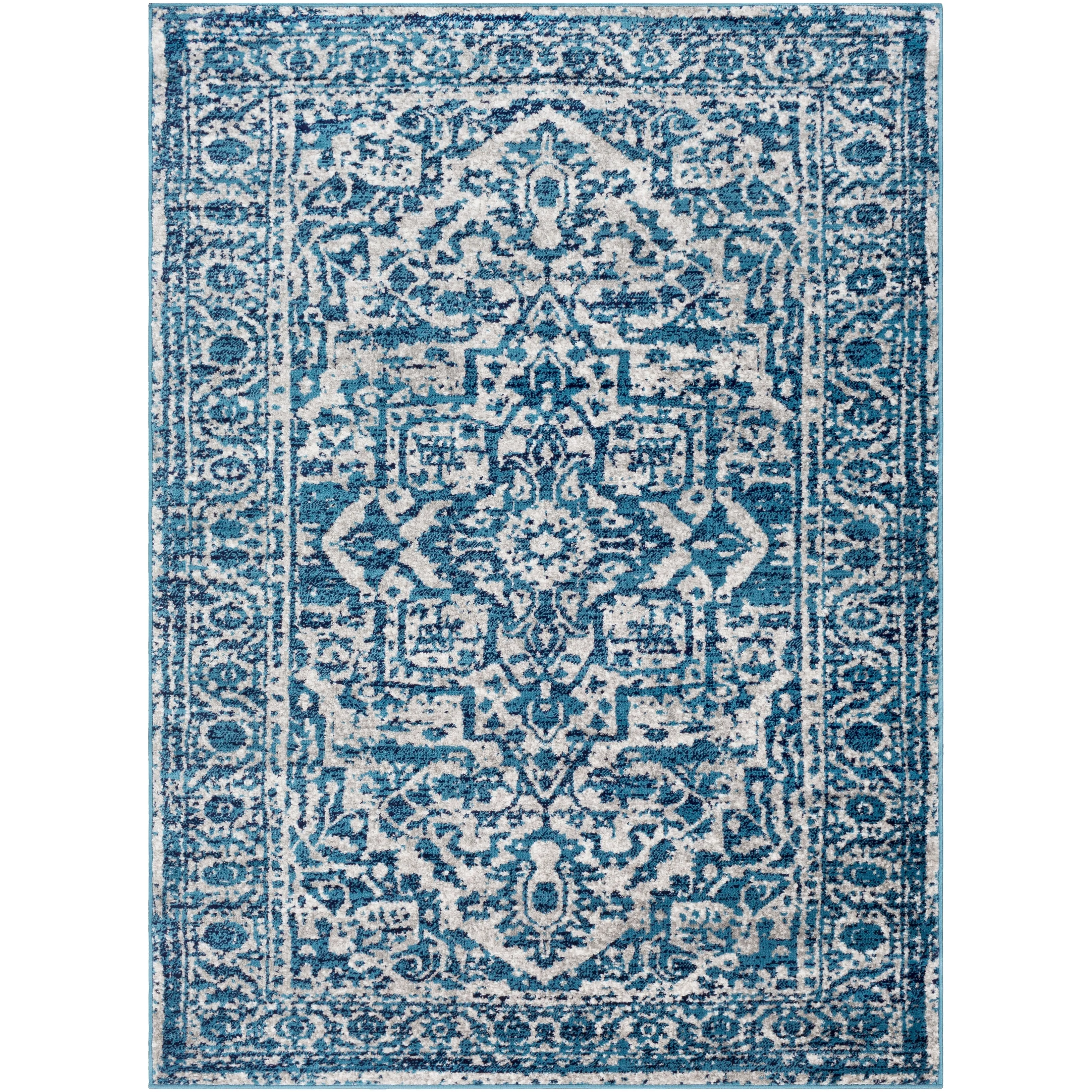 Livabliss Abbas Navy/Gray Vintage Traditional Area Rug