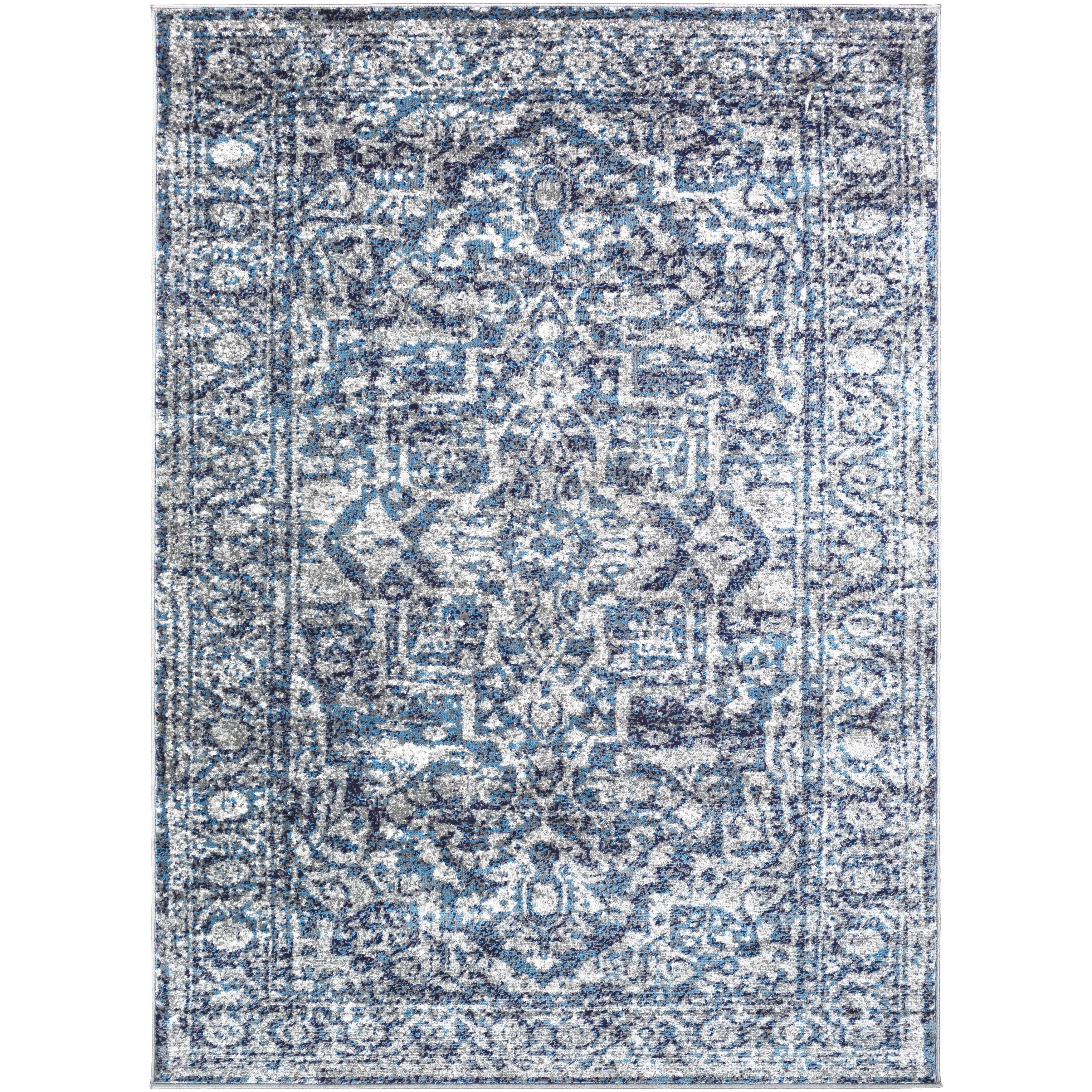 Livabliss Abbas Navy/Gray Vintage Traditional Area Rug
