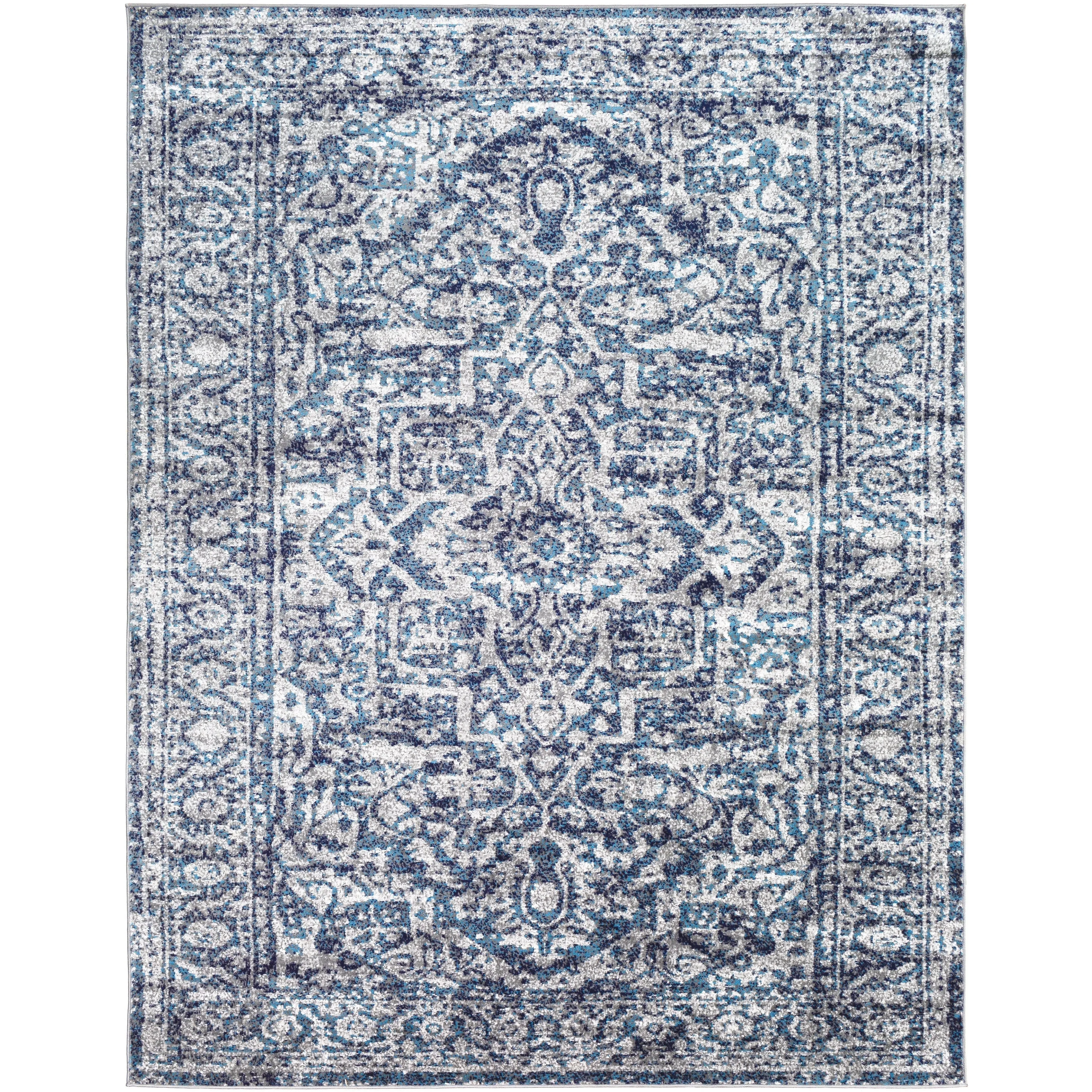 Livabliss Abbas Navy/Gray Vintage Traditional Area Rug