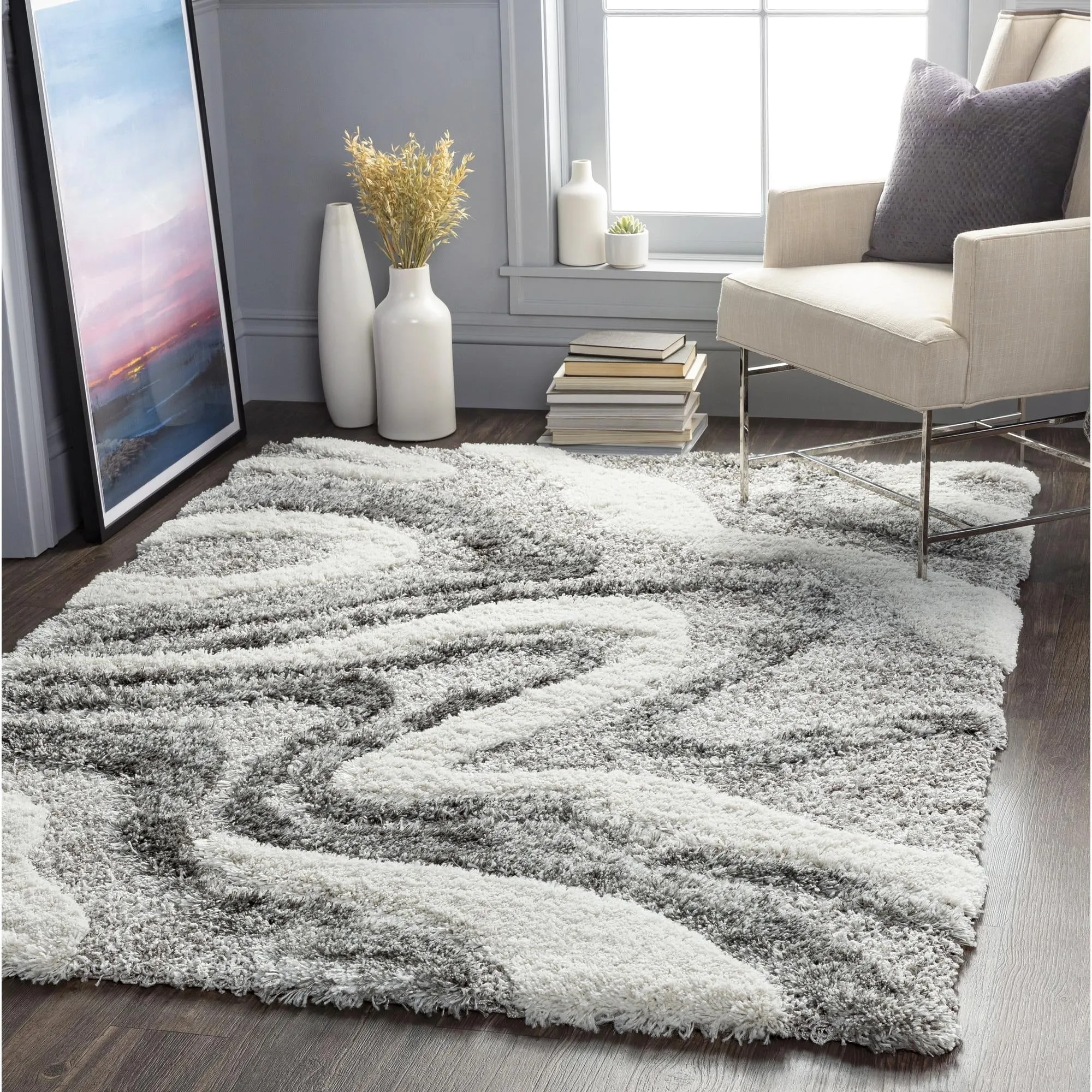 Livabliss Alta Shag Scandinavian Abstract Area Rug
