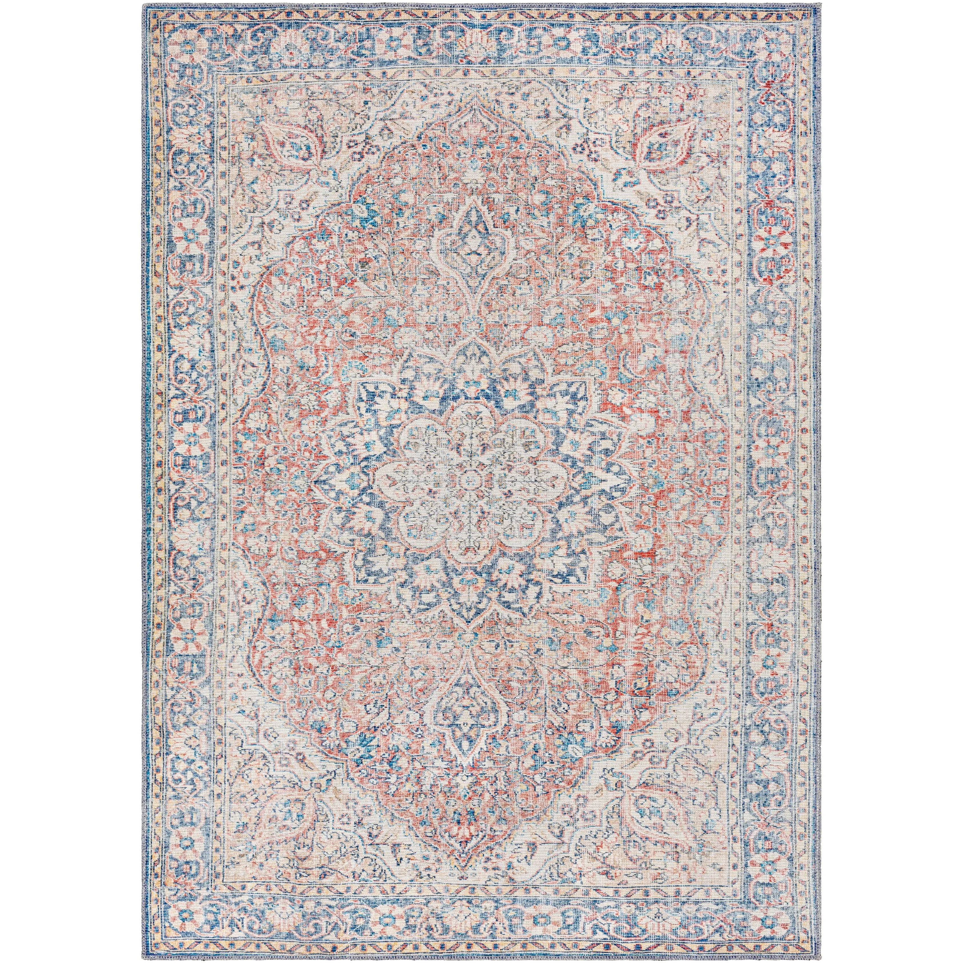 Livabliss Duquette Persian Medallion Printed Machine Washable Area Rug