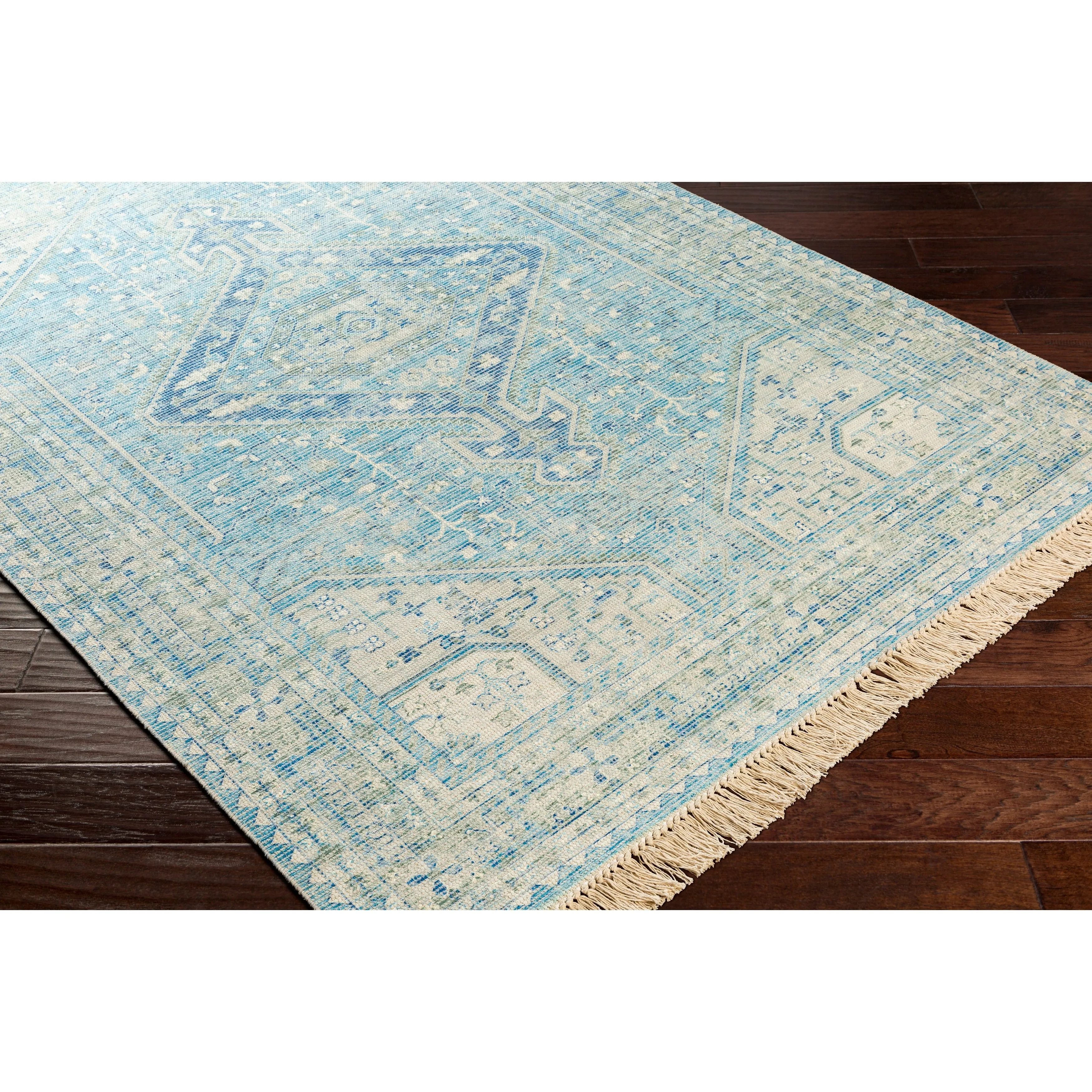 Livabliss Evans Distressed Medallion Handmade Cotton Area Rug