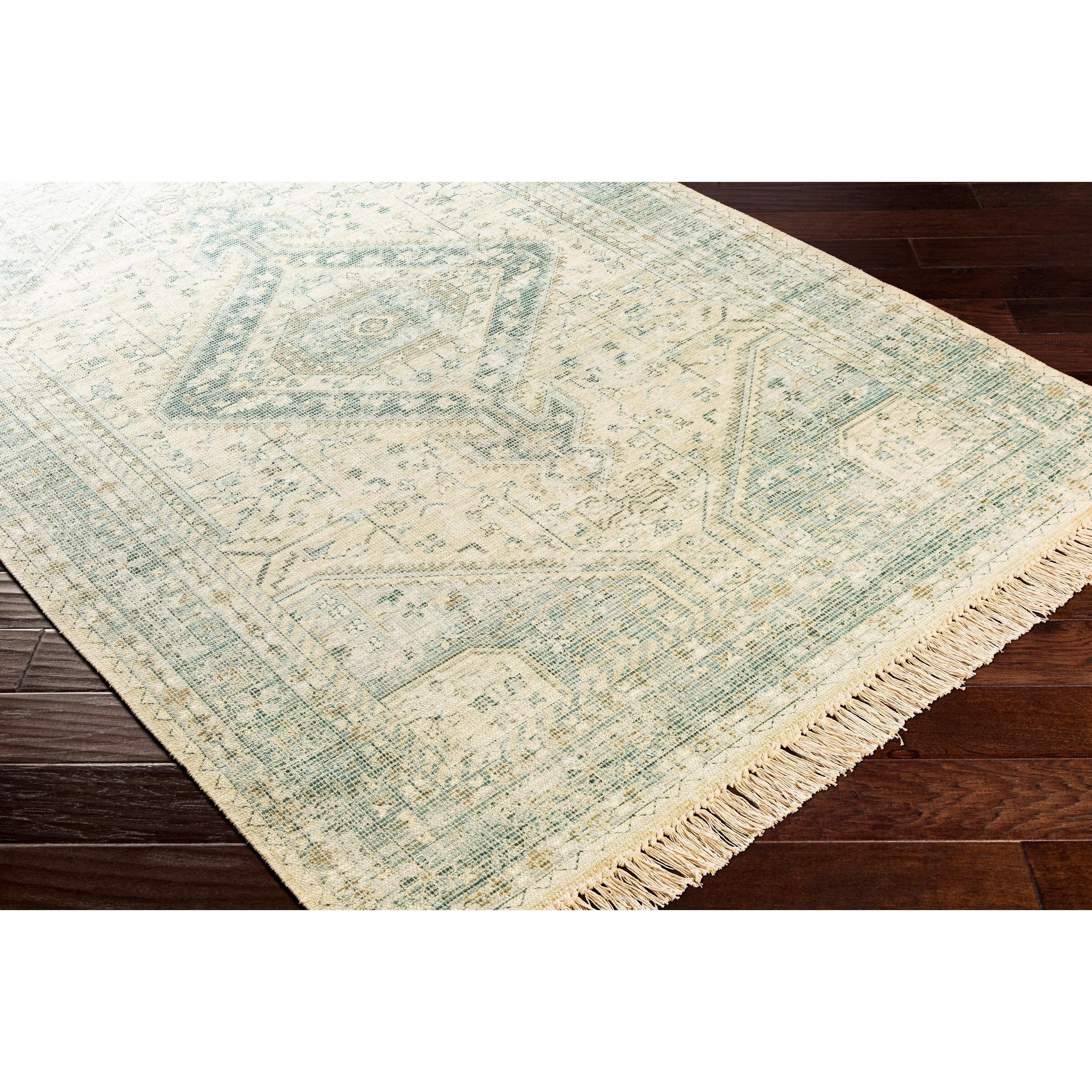 Livabliss Evans Distressed Medallion Handmade Cotton Area Rug