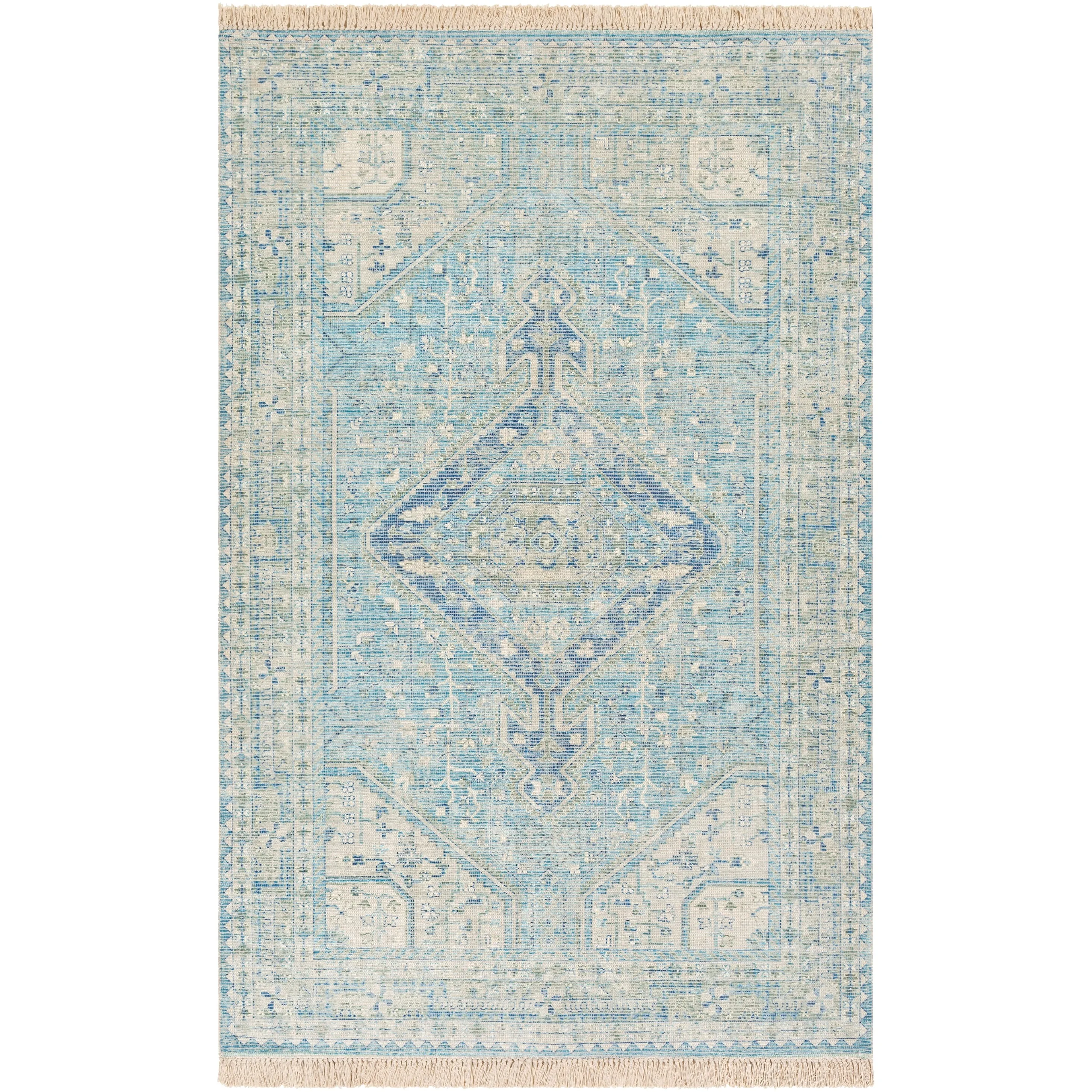Livabliss Evans Distressed Medallion Handmade Cotton Area Rug