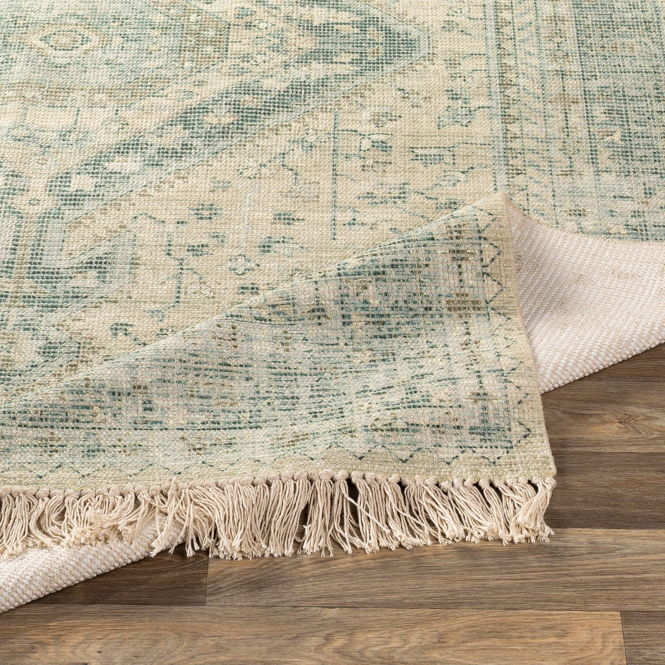Livabliss Evans Distressed Medallion Handmade Cotton Area Rug